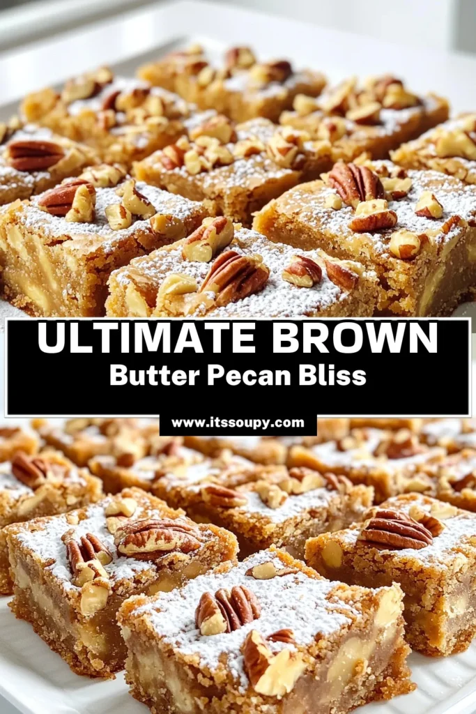 Indulge in the deliciousness of Brown Butter Pecan Blondies with this easy recipe! Combining nutty brown butter, sweet sugars, and crunchy pecans, these blondies are a delightful treat for any occasion. Perfect for sharing at gatherings or enjoying with a cozy cup of coffee. Click through for step-by-step instructions and tips to make these mouthwatering desserts today! #BrownButterBlondies #BakingRecipes #DessertGoals #PecanLove
