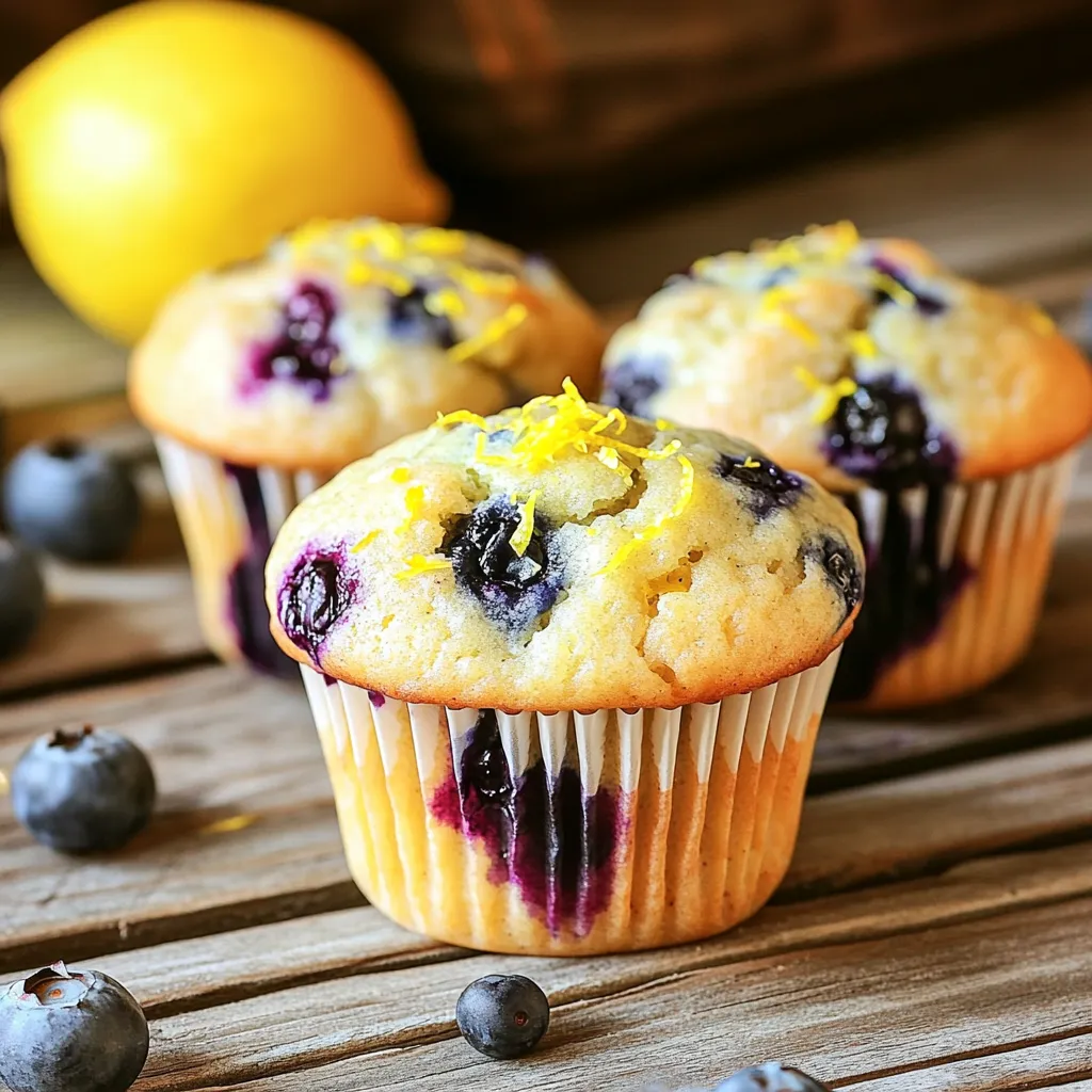 Making Lemon Blueberry Protein Muffins is simple and fun. Here are the key ingredients you will need: - 1 cup whole wheat flour - 1 cup rolled oats - 1/2 cup protein powder (vanilla flavored) - 1/2 cup Greek yogurt - 1/4 cup honey or maple syrup - 2 large eggs - 1/2 cup almond milk (or any milk of choice) - Zest of 1 lemon - 2 tablespoons lemon juice - 1 cup fresh blueberries (or frozen, if preferred) - 1 teaspoon baking powder - 1/2 teaspoon baking soda - 1/4 teaspoon salt Each ingredient plays a role. Whole wheat flour gives a hearty base. Rolled oats add texture. Protein powder boosts nutrition. Greek yogurt keeps them moist. Honey or maple syrup sweetens without being too heavy. Eggs bind everything together, while almond milk adds creaminess. Lemon zest and juice bring brightness. Blueberries add bursts of flavor. Baking powder and baking soda help them rise, and salt balances the sweetness. Using fresh or frozen blueberries is up to you. Fresh berries add a nice pop, while frozen berries work well too. Just remember to fold them in gently to avoid breaking them apart. Enjoy gathering these ingredients and get ready for a tasty treat! First, preheat your oven to 350°F (175°C). This step is key for even cooking. While the oven heats, grab your muffin tin. You can either line it with paper liners or lightly grease it with oil. Both options work well! In a large bowl, combine these dry ingredients: - 1 cup whole wheat flour - 1 cup rolled oats - 1/2 cup protein powder - 1 teaspoon baking powder - 1/2 teaspoon baking soda - 1/4 teaspoon salt Whisk these together until they blend well. This mix gives the muffins great structure. In another bowl, mix together: - 1/2 cup Greek yogurt - 1/4 cup honey or maple syrup - 2 large eggs - 1/2 cup almond milk - Zest of 1 lemon - 2 tablespoons lemon juice Whisk these until smooth. This mixture adds moisture and flavor. Now, gently add the wet mix to the dry ingredients. Stir carefully until just combined. A few lumps are okay, so don’t overmix! Next, fold in 1 cup of blueberries. This adds a burst of flavor and color. Pour the batter into the muffin cups, filling each about 3/4 full. This helps them rise without spilling over. Bake for 18-20 minutes. To check doneness, insert a toothpick into the center. It should come out clean. Once they are done, let them cool in the tin for 5 minutes. After that, transfer them to a wire rack to cool completely. Enjoy your delicious lemon blueberry protein muffins! - Avoiding overmixing: Mix the wet and dry ingredients gently. Overmixing makes muffins tough. You want a few lumps in the batter. This keeps them soft and light. - Checking doneness with a toothpick: Insert a toothpick in the center of a muffin. If it comes out clean, your muffins are done. If it has batter on it, bake a few minutes longer. - Presentation tips: For a nice look, serve your muffins warm. A sprinkle of lemon zest on top adds color. Place a few blueberries beside each muffin for a pop of color. They pair well with tea or coffee. - Importance of protein in diet: Protein helps build muscles and keeps you full. These muffins use protein powder and Greek yogurt, making them a great snack. They are perfect for breakfast or a post-workout treat. Enjoying protein-rich foods supports a healthy lifestyle. {{image_2}} You can change some ingredients in these muffins. Try using different flours like almond or coconut flour. Each flour gives a unique taste and texture. For sweeteners, you can swap honey with agave syrup or stevia. This can lower calories. If you want a different milk, use oat or soy milk instead of almond milk. Each option will slightly change the flavor. To make these muffins even more fun, add nuts or seeds. Chopped walnuts or pecans add a nice crunch. You can also try adding spices like cinnamon or nutmeg for warmth. If you love fruit, mix in chopped strawberries or raspberries. These flavors blend well with lemon and blueberry. If you need gluten-free muffins, use gluten-free flour blends. They work well in this recipe. For a dairy-free option, use coconut yogurt instead of Greek yogurt. These swaps keep the muffins tasty while meeting your dietary needs. Adjusting ingredients makes this recipe fit for everyone. To keep your lemon blueberry protein muffins fresh, use an airtight container. Store them at room temperature for up to three days. If you prefer them cold, place them in the fridge. Just remember, the fridge can make them a bit dry. To freeze muffins, let them cool completely first. Wrap each muffin tightly in plastic wrap. Then, place them in a freezer bag or container. You can store them for up to three months. When you're ready to eat one, just take it out and let it thaw at room temperature. You can also warm it in the microwave for a tasty snack. Yes, you can use frozen blueberries! They work well in this recipe. When using frozen blueberries, here are some tips: - Do not thaw the berries. This helps keep them from turning mushy. - Add them straight from the freezer to the batter. This ensures they stay intact. - Expect a slight change in color. The batter may turn a bit purple, but it will still taste great! You can check if the muffins are done with these simple signs: - Look for a golden-brown color on top. - Insert a toothpick into the center. If it comes out clean, the muffins are ready. - You can also gently press the top. If it springs back, that’s a good sign they are done. If you need a substitute for Greek yogurt, here are a few options: - Use regular yogurt. It will change the texture slightly but works well. - Try cottage cheese. Blend it first for a smoother mix. - Applesauce can also replace yogurt. It adds moisture and a bit of sweetness. These swaps keep your muffins tasty and moist while meeting your needs! These protein muffins are easy to make with wholesome ingredients. We covered the steps, from mixing to baking, so you can enjoy delicious treats. You can add your favorite flavors and make this recipe fit your diet. Store leftovers properly, or freeze them for later. Try using fresh or frozen blueberries for tasty results. Enjoy your muffins and share them with friends! For a tasty snack, you have all the tips you need to succeed.