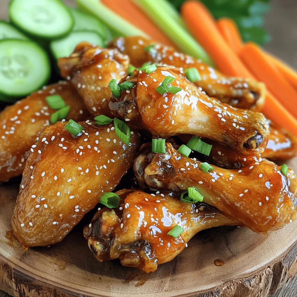 To make these sweet and spicy chicken wings, you will need: - 2 lbs chicken wings These wings are the star of the show. They soak up all the flavors and become tender and juicy. The marinade gives the wings their sweet and spicy flavor. Gather these items: - 1/4 cup honey - 2 tablespoons sriracha sauce - 2 tablespoons soy sauce - 1 tablespoon apple cider vinegar - 1 tablespoon garlic powder - 1 teaspoon onion powder - 1 teaspoon smoked paprika - Salt and pepper to taste The honey adds sweetness, while the sriracha gives heat. The soy sauce adds depth, and the vinegar brightens the flavor. Garlic and onion powders bring a savory note. Smoked paprika adds a hint of smokiness. Garnishes make your dish look appealing. Consider these: - Sesame seeds (for garnish) - Green onions, chopped (for garnish) These garnishes add crunch and color. They enhance the dish’s flavor and make it look fancy. Start by patting the chicken wings dry with paper towels. This step is key. It removes extra moisture and helps the wings get crispy. You want them to be as dry as possible. Once dry, place the wings in a large bowl. This makes it easy to mix in the marinade later. In a mixing bowl, combine these ingredients: - 1/4 cup honey - 2 tablespoons sriracha sauce - 2 tablespoons soy sauce - 1 tablespoon apple cider vinegar - 1 tablespoon garlic powder - 1 teaspoon onion powder - 1 teaspoon smoked paprika - Salt and pepper to taste Whisk these together until they blend well. You want a nice, smooth mix. This marinade gives the wings their sweet and spicy flavor. Now it’s time to marinate the wings. Pour the marinade over the wings in the bowl. Make sure each wing is well-coated. For the best taste, let them marinate for at least 30 minutes. If you have more time, refrigerate the wings for a few hours. This allows the flavors to soak in better. While the wings marinate, preheat your air fryer to 380°F (190°C) for about 5 minutes. Once hot, arrange the wings in a single layer in the air fryer basket. Cook for 25-30 minutes. Flip the wings halfway through cooking. This helps them cook evenly and get crispy all around. After cooking, check the wings for your desired crispiness. If you want them crispier, cook for an extra 5 minutes. Once done, remove the wings and place them on a serving platter. Garnish with sesame seeds and chopped green onions. Enjoy your delicious sweet and spicy chicken wings! To make your wings crispy, you must start with dry chicken. Use paper towels to pat them dry. This step gets rid of excess moisture. It helps the skin crisp up nicely. Next, arrange the wings in a single layer in the air fryer. Crowding the basket can lead to uneven cooking. Flip the wings halfway through cooking. This ensures both sides get that lovely crunch. If you want them extra crispy, add a few more minutes. Marinating adds flavor and moisture to your wings. Start by mixing your marinade well. Combine honey, sriracha sauce, soy sauce, and the spices. Coat the wings evenly in the marinade. You can use a bowl or a resealable bag for this. Let the wings marinate for at least 30 minutes. For better flavor, refrigerate them for a few hours. This allows the flavors to soak in deeply. Don't skip this step if you want the best taste. When it's time to serve, think about balance. The sweet and spicy wings pair well with something fresh. Try serving with sliced cucumbers and carrot sticks. They add a nice crunch and coolness to the dish. For a fun touch, sprinkle sesame seeds and chopped green onions on top. This not only looks good but also adds a bit of flavor. Enjoy these wings with friends or family for a great meal! {{image_2}} You can adjust the heat of your wings easily. If you like it mild, cut back on sriracha. Instead of two tablespoons, use one. For more heat, add extra sriracha or even a pinch of cayenne. You might also try hot sauce or chili flakes for a different kick. This lets you create your perfect balance of sweet and spicy. Garnishes can change the look and taste of your wings. While sesame seeds and green onions are great, you can try other toppings. Crumbled blue cheese adds creaminess. Fresh cilantro brings a bright flavor. You might even use thinly sliced radishes for some crunch. Experiment with what you have at home to find your favorite combo. Chicken wings are the star, but you can switch it up. Try chicken thighs for a juicier bite. If you’re feeling adventurous, use shrimp or tofu. Just adjust the cooking time to ensure they cook properly. This way, you can enjoy sweet and spicy flavors with whatever protein you prefer. To store leftover wings, let them cool first. Place them in an airtight container. Make sure to seal it well to keep air out. You can store them in the fridge for up to three days. If you want to keep them longer, freezing is a good option. When you're ready to eat the wings again, use the air fryer for best results. Preheat your air fryer to 350°F (175°C). Place the wings in a single layer in the basket. Heat them for about 5 to 7 minutes. This will help them stay crispy. You can also use a microwave, but they may get soggy. To freeze chicken wings, first, make sure they are fully cooked. Let them cool completely. Then, place them in a freezer bag. Squeeze out all the air before sealing. Label the bag with the date. Frozen wings can last up to three months. When you're ready, thaw them in the fridge overnight before reheating. Cook your chicken wings for 25 to 30 minutes at 380°F. Flip them halfway for even cooking. Check them for crispiness after the time is up. If you want them crunchier, add 5 more minutes. Yes, you can use frozen chicken wings. Just remember to increase the cooking time. Cook them for about 35 to 40 minutes at 380°F. Make sure they are fully cooked by checking the internal temperature. It should reach 165°F. Serve your wings with sliced cucumbers and carrot sticks. These crunchy veggies help cool down the heat from the wings. You can also pair them with a tangy dip, like ranch or blue cheese. Enjoying them with a refreshing drink like lemonade is a great idea too! You now have all you need to make great chicken wings. We covered the key ingredients, easy steps, and helpful tips. You can cook them crispy and tasty in an air fryer. Don't forget to try different flavors and proteins for variety. Proper storage keeps your wings fresh for later. Enjoy your delicious chicken wings and share them with friends. Cooking can be fun and rewarding!