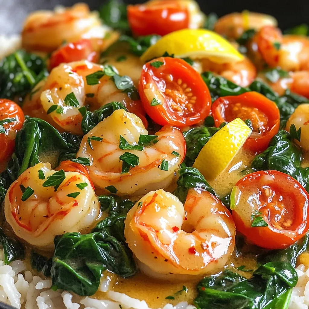 - 1 pound large shrimp, peeled and deveined - 4 tablespoons unsalted butter - 5 cloves garlic, minced - 1 teaspoon red pepper flakes - 1 lemon, juice and zest - 2 tablespoons fresh parsley, chopped - Salt and pepper to taste - 1 cup cherry tomatoes, halved - 1 cup baby spinach (optional) - Cooked rice or pasta, for serving The main ingredients are simple yet full of flavor. The shrimp is the star of the dish. I always choose large, fresh shrimp for the best taste. The unsalted butter adds richness, while garlic gives it that classic punch. For the flavor enhancers, I love the heat from red pepper flakes. You can adjust this to match your taste. Fresh lemon juice and zest brighten the dish. The parsley at the end adds a fresh touch. The accompaniments make this meal complete. You can season with salt and pepper to enhance flavors. Cherry tomatoes add sweetness and color. If you like, throw in baby spinach for extra nutrition. Finally, serve this dish over rice or pasta. This makes it filling and satisfying. First, grab a large skillet. Place it on medium heat and add the unsalted butter. As it melts, a rich aroma fills the air. Next, add the minced garlic and red pepper flakes. Stir constantly for about 30 seconds. You want the garlic to be fragrant but not brown. This step builds a great flavor base for your shrimp. Now, increase the heat to medium-high. Add the shrimp to the skillet, making sure they are spread out evenly. Season them with salt and pepper. Cook for about 2-3 minutes. When the shrimp turn pink and opaque, they are done. Flip them halfway through to ensure even cooking. This quick cooking method keeps the shrimp tender and juicy. Once the shrimp are ready, toss in the halved cherry tomatoes and baby spinach, if you like. Sauté for 1-2 minutes. You want the tomatoes to soften and the spinach to wilt. This adds color and nutrition to your dish. Now, remove the skillet from heat and mix in the lemon juice and zest. Finally, sprinkle chopped parsley over everything. This adds freshness and a pop of color to your meal. Serve the garlic butter shrimp over cooked rice or pasta, drizzling the leftover sauce on top for extra flavor. To ensure your shrimp stay tender, do not overcook them. Cook them just until they turn pink and opaque, about 2-3 minutes. Flip them halfway through for even cooking. For spice levels, you can adjust the red pepper flakes. Start with a smaller amount and add more if you like heat. For a beautiful plate, serve the garlic butter shrimp over a bed of rice or pasta. Arrange the shrimp and veggies neatly, letting the colors shine. Garnish with fresh parsley for a pop of color. Lemon wedges can add a nice touch too. If you want to switch up the herbs, try using cilantro or basil instead of parsley. For a low-fat option, use olive oil instead of butter. You can also skip the butter and use a dairy-free alternative if needed. {{image_2}} You can add more protein to your Minute Garlic Butter Shrimp Skillet. Scallops work great here. They cook fast and add a sweet taste. Just add them alongside the shrimp. Chicken is another option. You can cut it into small pieces and sauté it. It will soak up the garlic butter flavor nicely. You can even chop up some bacon. Cook it first, then add the shrimp. This will give your dish a rich taste. If you want a vegetarian meal, there are simple swaps. You can use tofu instead of shrimp. Firm tofu holds its shape well. Just press it to remove water and cut it into cubes. Another option is chickpeas. They add protein and a nice texture. Use the same steps from the recipe but adjust the cooking time. Cook until the tofu is golden or the chickpeas are warm. You can change the flavors easily. Try using lime juice instead of lemon. Lime gives a fresh, zesty kick. Orange juice is another fun choice. It adds sweetness and pairs well with shrimp. You can also switch up the herbs. Fresh basil or cilantro can change the taste. Add them at the end for a burst of flavor. Each option gives a new twist to this quick meal. To store leftover garlic butter shrimp, let it cool first. Place it in an airtight container. This keeps the shrimp fresh for 2-3 days. Glass or plastic containers work best. Make sure they have tight lids. This prevents air from ruining the flavor. When reheating, use a skillet over low heat. This helps keep shrimp tender. Stir often to avoid sticking. You can also use a microwave. Heat in short bursts, stirring in between. This keeps the shrimp juicy and tasty. Add a splash of water or broth to keep moisture. You can freeze garlic butter shrimp for up to 3 months. First, cool the dish completely. Then, place it in a freezer-safe bag or container. Squeeze out excess air to prevent freezer burn. For defrosting, move it to the fridge overnight. Reheat gently in a skillet after thawing to maintain texture. It takes about 15 minutes to make this dish. You will spend 5 minutes prepping and 10 minutes cooking. This quick meal fits perfectly into a busy day. Yes, you can use frozen shrimp. Just ensure you thaw them first. Place them in cold water for about 15-20 minutes. Pat them dry before cooking for the best results. You can serve garlic butter shrimp over cooked rice or pasta. Pairing with crusty bread is also great for soaking up the sauce. Add a simple salad for a fresh touch. Yes, this recipe is great for meal prep. You can cook the shrimp and veggies ahead of time. Store in airtight containers and reheat when ready to eat. It tastes just as good! To make it less spicy, reduce or skip the red pepper flakes. You can also add more butter or cream to tone down the heat. This will keep the flavor rich without the spice. In this post, we explored how to make a simple garlic butter shrimp dish. We discussed the key ingredients, from shrimp and butter to lemon and parsley. I shared step-by-step instructions and helpful tips to ensure your shrimp are tender. We also looked at variations and how to store leftovers properly. Cooking should be fun and easy. Enjoy making this dish your own, and always remember that a little creativity goes a long way!