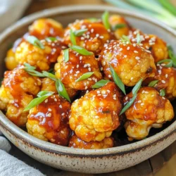 To make Air Fryer Sweet Chili Cauliflower Bites, you need simple, fresh ingredients. Here is the list you'll need: - 1 medium head of cauliflower, cut into bite-sized florets - 1 cup all-purpose flour - 1 teaspoon garlic powder - 1 teaspoon onion powder - 1 teaspoon paprika - 1/2 teaspoon salt - 1/2 teaspoon black pepper - 1 cup buttermilk (or dairy-free alternative) - 1/2 cup sweet chili sauce - 2 teaspoons sriracha (optional, for added heat) - Green onions, chopped (for garnish) - Sesame seeds (for garnish) Each ingredient plays a key role. The cauliflower gives us that great crunch. The flour and spices create a tasty coating. Buttermilk helps the flour stick. Sweet chili sauce adds a sweet kick. Sriracha can make it spicy if you want. Green onions and sesame seeds add a fun touch when you serve them. Gather all these ingredients before you start. This makes cooking easier and more fun. Enjoy the process of making these tasty bites! - Preheat the air fryer to 400°F (200°C). - In a bowl, mix together the flour, garlic powder, onion powder, paprika, salt, and black pepper. Whisk these until they blend well. - Pour the buttermilk into a separate bowl. This will be your dipping station. - Take each cauliflower floret and dip it into the buttermilk. Make sure it gets fully coated. - Next, roll the floret in the flour mixture. Tap off any extra flour to avoid clumping. - Place the coated cauliflower bites in a single layer in your air fryer basket. Keep them spaced out to cook evenly. - Air fry the cauliflower for 12 to 15 minutes. Remember to shake the basket halfway through to ensure even cooking. - While the cauliflower cooks, mix the sweet chili sauce and sriracha in a bowl. Adjust the spice level to your liking. - Once the cauliflower is golden and crispy, remove them from the air fryer. Toss them in the sweet chili sauce mixture until all bites are covered. - For the final touch, return the coated cauliflower to the air fryer. Cook for an extra 2 to 3 minutes to set the sauce. To get that crave-worthy crunch, I recommend a double coating technique. First, dip your cauliflower in buttermilk. Then coat it in the flour mix. This layers the crunch, giving you a crispy bite. Also, make sure to space out the cauliflower in the air fryer. If they touch, they won’t crisp up well. Want to kick up the spice? Just add more sriracha to your sweet chili sauce. Start with the two teaspoons in the recipe. Taste it, then add more if you like heat. For garnishes, try using chopped cilantro or a drizzle of lime juice. These add freshness and zing to every bite. If you're making these bites for a crowd, batch cooking is key. Fry them in small groups so they cook evenly. After frying, keep them warm in the oven while you finish the rest. For storing leftovers, place them in an airtight container. They are best eaten fresh, but you can reheat them in the air fryer for a few minutes. This brings back their crispiness! {{image_2}} You can switch up the sauce to change the whole dish. Here are two fun ideas: - Teriyaki sauce alternative: Use teriyaki sauce instead of sweet chili sauce. This gives a sweet, savory flavor. - Buffalo sauce variation: For a spicy kick, use buffalo sauce. It adds heat and tang. Adapting this recipe is easy. Here are some options: - Vegan substitutions: Replace buttermilk with a plant-based milk like almond or oat milk. You can also use a vegan flour blend. - Gluten-free adjustments: Use a gluten-free flour mix. This keeps the bites crunchy without gluten. Want to take your cauliflower bites up a notch? Here are some tips: - Adding spices for different tastes: Mix in spices like cumin or chili powder for extra zing. Experiment to find your favorite blend. - Incorporating vegetables: Toss in other veggies like bell peppers or zucchini. They add color and flavor, making this dish even better. To keep your cauliflower bites fresh, store them in the fridge. Place them in an airtight container. They will stay good for about three days. Avoid leaving them out at room temperature. This helps prevent spoilage. If you want to keep them crispy, place a paper towel in the container. This will absorb extra moisture. When you want to enjoy leftovers, the air fryer is your best friend. Set it to 350°F (175°C). Place the cauliflower bites in the basket and heat for about 5-7 minutes. This will refresh their crunch. If you prefer the oven, preheat it to 375°F (190°C) and bake for 10-12 minutes. This method also brings back the crispiness. If you want to save some bites for later, freezing is a great option. Place the cooked cauliflower bites in a single layer on a baking sheet. Freeze them for about an hour until firm. Then, transfer them to a freezer bag. Remove as much air as possible. They can last for up to three months in the freezer. When you're ready to eat, thaw them in the fridge overnight. To reheat, follow the same air fryer or oven methods as before. This will make them taste as good as fresh! Yes, you can! If you don't have buttermilk, use a dairy-free milk like almond or oat. Just add a splash of vinegar to make it tangy. This helps the coating stick well to the cauliflower. To add heat, mix sriracha into the sweet chili sauce. You can also sprinkle red pepper flakes on top before serving. If you like it really spicy, try tossing in some diced jalapeños. Store leftover cauliflower bites in an airtight container in the fridge. This keeps them fresh and crispy. Make sure they cool completely before sealing to avoid moisture build-up. Yes, you can use frozen cauliflower! Just thaw and drain it well. Pat it dry with a towel to ensure the coating sticks. You may need to adjust the cooking time slightly. These bites can last up to three days in the fridge. For the best taste, eat them within two days. Reheat them in the air fryer to restore crispiness. This blog post shared a simple recipe for Air Fryer Sweet Chili Cauliflower Bites. We covered ingredients, step-by-step instructions, and useful tips for the best results. Experiment with sauces and dietary adjustments to suit your taste. Remember, these bites can be a fun snack or a party hit. Store leftovers well and reheat them for a crunchy treat. Enjoy making this dish as much as I do! You’ll love these bites that are easy, tasty, and versatile.