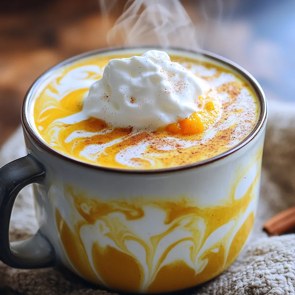 - 2 cups milk (dairy or non-dairy) - 1 cup brewed black tea (strong) - 2 tablespoons pumpkin puree - 2 tablespoons maple syrup (or honey) - 1 teaspoon pumpkin spice blend (cinnamon, nutmeg, ginger, allspice) - 1/2 teaspoon vanilla extract - Pinch of salt - Whipped cream or coconut whipped cream (for topping) - Ground cinnamon (for garnish) To make a great pumpkin spice chai latte, gather these ingredients. You can choose dairy or non-dairy milk, depending on your taste or dietary needs. For a rich flavor, brew strong black tea. The pumpkin puree adds creaminess and depth. You can sweeten it with maple syrup or honey. The pumpkin spice blend is key. It usually includes cinnamon, nutmeg, ginger, and allspice. A little vanilla extract adds warmth. Don’t forget the salt; it enhances all the flavors. For the finishing touch, you can add whipped cream. Coconut whipped cream works well for a dairy-free option. Ground cinnamon is perfect for that extra hint of spice on top. With these simple ingredients, you can make a cozy drink that feels like a warm hug. To brew strong black tea, use two bags or double the loose leaves. Boil water and steep for 3 to 5 minutes. The longer steeping gives a bolder flavor. Once brewed, set the tea aside for later use. In a saucepan, add 2 cups of milk and 2 tablespoons of pumpkin puree. Then, mix in 2 tablespoons of maple syrup, 1 teaspoon of pumpkin spice blend, 1/2 teaspoon of vanilla extract, and a pinch of salt. Heat the mixture over medium heat. Whisk continuously until it warms up. Avoid boiling the milk, as this can change its texture. Once the milk mixture is hot, take it off the heat. Whisk it vigorously or use a handheld frother. This will create a nice frothy texture. Aim for a smooth, creamy consistency without boiling. In a large mug, pour in the brewed black tea. Next, add the pumpkin spice milk mixture on top. Stir gently to blend them together. Finish by adding a dollop of whipped cream or coconut whipped cream. Sprinkle a bit of ground cinnamon for extra flavor. Enjoy your homemade pumpkin spice chai latte! To make great foam, you can use a handheld frother or whisk. A handheld frother works faster and easier. It gives you nice, fluffy foam in seconds. If you whisk, use a bowl with high sides. This helps keep the milk from splashing. For the best foam, heat your milk to around 150°F. Do not let it boil. The foam should be thick but still pourable. If it’s too thin, it won’t hold its shape. You can use many types of milk for this latte. Almond, oat, or soy milk all work well for a dairy-free option. Each adds a different flavor. Almond milk is nutty, while oat milk is creamy. When it comes to sweeteners, maple syrup and honey are both great choices. Maple syrup gives a rich flavor. Honey is sweeter and adds floral notes. Adjust the amount to suit your taste. You can change the spice level to fit your taste. If you love pumpkin spice, add more! A little extra cinnamon or nutmeg can enhance the flavor. You can also add new tastes. Try a dash of cocoa powder for a chocolate twist. Or mix in some chai spice for a deeper flavor. Experiment to find your perfect blend! {{image_2}} To make an iced version, start by brewing the black tea. Use double the tea leaves for more flavor. Let it cool to room temperature. Next, prepare the pumpkin spice milk mixture as usual but chill it in the fridge. Combine the cold tea and milk in a tall glass. Add ice cubes for that refreshing touch. Top with whipped cream and a sprinkle of cinnamon. This drink is perfect for warm days. Want to change up the flavor? Try adding different spices. Cardamom and cloves can add depth. Use one teaspoon of each. You can also play with the pumpkin spice blend. Adjust the amount based on your taste. This way, you can create your own unique drink. Each spice adds a new layer of warmth and comfort. For a tropical twist, swap regular milk for coconut milk. This change gives a creamy texture with a hint of sweetness. Use the same amount, two cups. Adjust the maple syrup if you want less sweetness. Coconut milk can be richer, so taste as you go. This version brings a fun, sunny flavor to your chai latte. To keep your pumpkin spice chai latte fresh, cool the liquid down first. Pour it into a clean container. Glass jars or airtight plastic containers work well. Seal your container tightly and place it in the fridge. Use your latte within three days for the best taste. When it’s time to enjoy your leftovers, reheat gently. Pour the chai latte into a small pot. Heat on low over the stove, stirring often. Avoid boiling, as this can make the milk curdle. If you want to use a microwave, heat in short bursts. Stir between each burst to keep it smooth. You can freeze the pumpkin spice mixture for later use. Pour it into ice cube trays or freezer bags. Make sure to leave some space for expansion. When you want a latte, thaw the cubes in the fridge overnight. This way, you’ll have a quick mix ready for your next drink! Yes, you can easily make this drink vegan. Use non-dairy milk like almond, oat, or soy instead of regular milk. These options keep the flavor rich and creamy. For sweeteners, use maple syrup or agave nectar. Both work great and keep it plant-based. To reduce sweetness, cut down on the maple syrup or honey. Start with one tablespoon instead of two. You can also add a bit more brewed black tea. This helps balance the flavors without adding extra sugar. If you want more spice, add extra pumpkin spice blend instead. For a strong flavor, I recommend using Assam or Ceylon tea. These teas have bold flavors that stand up well to the pumpkin and spices. If you like it spicier, try a chai blend. Look for ones with cinnamon and cardamom for an extra kick. You can prepare the milk mixture and store it in the fridge for up to two days. Just heat it gently on the stove before serving. Brew the black tea fresh just before you drink it. This keeps the flavor bright and fresh for your morning routine. This blog post shows how to make a delicious Pumpkin Spice Chai Latte. We covered all the essential ingredients and steps for making this cozy drink. Plus, I shared tips for frothing milk and personalizing flavors. Don't forget to explore fun variations and proper storage methods. In the end, this drink warms you up and brings joy. Try it and enjoy!