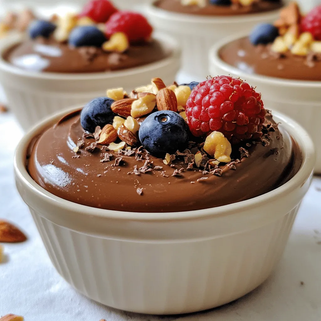 For this tasty mousse, you need: - 1 cup cottage cheese (preferably low-fat) - 1/4 cup unsweetened cocoa powder - 1/4 cup honey or maple syrup - 1/2 teaspoon vanilla extract - A pinch of sea salt - 1/4 cup dark chocolate chips (dairy-free if needed) These main ingredients create a rich and creamy base. Cottage cheese adds protein and texture. Cocoa powder gives it that nice chocolate taste. Honey or maple syrup sweetens it just right. You can add more flavor with: - 1/2 teaspoon instant coffee granules (optional for added depth) This coffee enhances the chocolate flavor. It adds a nice touch without being too strong. To make your mousse even better, try these garnishes: - Fresh berries - Nuts Fresh berries add a burst of color and taste. Nuts give a nice crunch and contrast. You can mix and match to find your perfect topping! First, gather your ingredients. You need cottage cheese, cocoa powder, honey, vanilla, coffee granules, and sea salt. Place all these in a blender. Blend on high speed for about 1-2 minutes. The goal is a smooth and creamy texture. Stop to scrape down the sides if needed. This step is key for a velvety mousse. Next, melt the dark chocolate chips. You can use a microwave or a double boiler. If you use a microwave, heat in short bursts. Stir often to avoid burning. Once melted, let it cool for a bit. Then, pour it into the mousse mixture. Blend on low speed to combine. This adds a rich chocolate taste. Now, spoon the mousse into serving dishes. Cover them and chill in the fridge for at least 30 minutes. This helps the mousse firm up. Before serving, add fresh berries or nuts on top if you like. These garnishes add color and texture to your dish. Enjoy your high-protein treat! To make your mousse super smooth, use a good blender. Start by adding the cottage cheese and cocoa powder first. Blend on high speed. Stop to scrape down the sides often. This helps mix all the ingredients well. Blend for 1-2 minutes until it is creamy and lump-free. If you don’t have a blender, a food processor works too. Just be patient and blend well! Taste your mousse before chilling it. If it needs more sweetness, add more honey or maple syrup. Blend again after adding any sweetener. You can also swap sweeteners if you like. Use agave syrup or stevia for different flavors. Remember, the sweetness can change after chilling, so taste it first! If you have leftover mousse, store it in an airtight container. Keep it in the fridge for up to three days. To serve later, just give it a good stir before eating. If you want to freeze it, place it in a freezer-safe container. Thaw it in the fridge overnight for the best taste. Enjoy your mousse any time! {{image_2}} If you want a dairy-free mousse, try using silken tofu. It blends smoothly and gives a creamy texture. Another great option is almond or soy yogurt. These provide a nice base while keeping the dish light. Just make sure to pick unsweetened options to control the sweetness. Changing the flavor is easy and fun! You can use almond or coconut extract for a twist. Just add a teaspoon in place of vanilla. Want a minty taste? A few drops of peppermint extract will do the trick. You could also use orange or lemon extract for a fresh zing. Mix-ins can make your mousse even better! Try adding crushed nuts or seeds for crunch. Chia seeds can add a nice texture while boosting nutrition. You can also fold in some shredded coconut for a tropical feel. Don’t forget to adjust sweetness if you add more ingredients! Store your High-Protein Cottage Cheese Chocolate Mousse in an airtight container. This keeps it fresh and prevents any strange smells from getting in. If you have leftovers, make sure to cover them well. You can use plastic wrap or a lid. This mousse lasts about 3 to 5 days in the refrigerator. Make sure to check for any changes in smell or texture before enjoying it again. If it looks or smells off, it’s best to toss it out. You can freeze this mousse if you want to save it longer. Just spoon it into freezer-safe containers. Leave some space at the top, as it may expand. When you’re ready to eat it, thaw it in the fridge overnight. Stir it gently after thawing to restore its creamy texture. Enjoy it chilled! Yes, you can use flavored cottage cheese. A fruit flavor can add a fun twist. Just keep in mind that it will change the taste of the mousse. If you love berry flavors, try berry-flavored cottage cheese. It can still taste great with chocolate. Just adjust the sweetener if needed to balance the flavors. To make this mousse vegan, replace the cottage cheese with a plant-based option. You can use silken tofu or dairy-free yogurt. Both options provide a creamy texture. For sweeteners, use maple syrup or agave nectar. Make sure your dark chocolate is dairy-free too. This way, you can enjoy a rich and creamy mousse without any animal products. If you need a substitute for cocoa powder, try carob powder. It has a similar taste and is also sweet. You can also use dark chocolate, but melt it first. Use about 1/4 cup of melted chocolate for this recipe. This change will make the mousse even richer. Just adjust the sweetener since chocolate is often sweeter than cocoa. This blog post showed you how to make high-protein chocolate mousse using cottage cheese. You learned about the key ingredients, easy steps to prepare it, and fun variations. Tips helped you get a smooth texture and adjust sweetness. We also discussed how to store leftovers and answered common questions. I hope you feel inspired to try this tasty dessert. You can enjoy it now or save some for later!