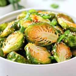 - 1 pound Brussels sprouts, trimmed and halved - 2 tablespoons olive oil - 3 tablespoons sweet chili sauce - 1 tablespoon soy sauce (low sodium) - 1 teaspoon garlic powder - 1/2 teaspoon ground black pepper - 1 tablespoon sesame seeds (optional) - 2 green onions, chopped When I create Air Fryer Sweet Chili Brussels Sprouts, I always focus on quality ingredients. Fresh Brussels sprouts are key. They should be bright green and firm. The olive oil adds richness, while sweet chili sauce brings a punch of flavor. Low-sodium soy sauce balances the sweetness. For seasonings, I use garlic powder and ground black pepper. Garlic adds depth, while black pepper gives a hint of spice. These simple ingredients work together to elevate the dish. For garnishes, I love adding sesame seeds. They add a nice crunch. Chopped green onions bring freshness and color. These little touches make the dish visually appealing and tasty. By using these ingredients, you ensure a delicious dish that everyone will love. - Set temperature to 375°F (190°C). - Preheat for 3-5 minutes. Preheating your air fryer ensures even cooking. This step makes a big difference in crispiness. A hot air fryer helps the Brussels sprouts cook well and get that lovely golden color. - Combine ingredients in a large bowl. - Ensure even coating of sauce. Take 1 pound of trimmed and halved Brussels sprouts. Add 2 tablespoons of olive oil, 3 tablespoons of sweet chili sauce, 1 tablespoon of low-sodium soy sauce, 1 teaspoon of garlic powder, and 1/2 teaspoon of ground black pepper. Mix these well. You want every sprout to be coated with sauce. This step adds flavor and moisture to each bite. - Arrange Brussels sprouts in a single layer. - Cook for 15 minutes, shaking basket halfway. Place the coated Brussels sprouts in the air fryer basket. Make sure they are in a single layer. If your air fryer is small, you may need to do this in batches. Cooking them in a single layer helps them get crispy. After 7-8 minutes, shake the basket to help them cook evenly. They will be crispy and delicious in 15 minutes. Enjoy the sweet and spicy crunch! To get crispy Brussels sprouts, always cook them in a single layer. This way, hot air flows evenly around each piece. If you stack them, some will steam and not crisp up. You might need to cook in batches if your air fryer is small. Each model can differ, so pay attention to your sprouts. If they need more time, add a few extra minutes. Check them halfway through to ensure they cook evenly. Want to add a twist to your dish? Try adding spices or fresh herbs. A pinch of smoked paprika or a dash of cumin can bring more depth. You can also play with different sauces. Swap sweet chili for teriyaki or a spicy sriracha. Each option adds its own flair, so don't be afraid to experiment! For a complete meal, serve your Brussels sprouts with grilled chicken or salmon. They also pair well with rice or quinoa. If you want a fun twist, serve them on skewers as a party snack. You can even toss them into a salad for added crunch. Garnish with sesame seeds and chopped green onions for an extra touch! {{image_2}} You can change the taste of your Brussels sprouts by using different sauces. - Teriyaki sauce adds a sweet and savory flavor. It brings a nice glaze to the sprouts. Just swap out the sweet chili sauce for teriyaki. - Sriracha or other hot sauces will give your dish a spicy kick. Mix it with the sweet chili sauce for a sweet and spicy combo. Want to boost the flavor of your dish? Here are some great add-ins. - Bacon or pancetta adds a salty crunch. Just cook the bacon first, and then mix it with the Brussels sprouts before air frying. - Mixed vegetables like bell peppers or carrots can give more color and taste. Add them in with the Brussels sprouts for a tasty mix. You can easily adjust the recipe for different diets. - To make it gluten-free, use tamari instead of soy sauce. This keeps the flavor while being safe for gluten-free diets. - For high-protein toppings, try adding chickpeas or hemp seeds. They add protein and make your meal more filling. These variations can help you create a dish that fits your taste and dietary needs. Enjoy experimenting! To keep your Brussels sprouts fresh, store them in the fridge. Place leftovers in a sealed container. Use glass or plastic containers with tight lids. This helps retain moisture and flavor. When you reheat, aim for crispiness. The best way is to use the air fryer again. Heat it to 350°F (175°C). Cook for about 5 minutes. This will keep them from getting soggy. You can also use an oven. Set it to the same temperature and bake for 5-7 minutes. If you want to freeze them, start by letting them cool completely. Spread them on a baking sheet in a single layer. Freeze for 1-2 hours until firm. Then, transfer them to a freezer bag. Remove as much air as possible before sealing. To thaw, place them in the fridge overnight or use the microwave. Avoid refreezing to keep the best taste. Cook Brussels sprouts for 15 minutes at 375°F (190°C). Shake the basket halfway. This helps them cook evenly and get crispy. If your sprouts are large, you might need to cook them a bit longer. Always check for a golden brown color as a sign of doneness. Yes, you can use frozen Brussels sprouts. However, they will need extra cooking time. Start with 20 minutes, shaking the basket halfway. Frozen sprouts may not get as crispy as fresh ones. If you want a better result, thaw them first and pat them dry. These sprouts pair well with many dishes. Try serving them with grilled chicken or fish. They also work great as a side for rice or quinoa dishes. For a fun twist, add them to tacos or grain bowls for extra flavor. In this post, we explored how to make perfect air fryer Brussels sprouts. We covered the main ingredients, step-by-step cooking instructions, and tips for ensuring they are crispy. We also discussed different sauce options and variations. Finally, storage tips will help you keep leftovers fresh. Remember, you can adapt this dish to any meal and enjoy its great flavor. Try making it your own!