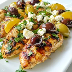 Here is what you need for Mediterranean Chicken Tenders: - 1 lb chicken tenders - 1/2 cup plain Greek yogurt - 2 tablespoons olive oil - 2 cloves garlic, minced - 1 teaspoon dried oregano - 1 teaspoon dried thyme - 1 teaspoon paprika - Juice of 1 lemon - Salt and pepper to taste - 1/2 cup crumbled feta cheese - 1/4 cup Kalamata olives, chopped - Fresh parsley for garnish These ingredients bring the Mediterranean to your kitchen. The chicken tenders are the star. They soak in the marinade made from yogurt, olive oil, and spices. Greek yogurt adds creaminess without being heavy. The garlic and lemon juice give it a fresh kick. Oregano and thyme bring out that classic Mediterranean flavor. Using feta cheese and Kalamata olives adds a salty, rich taste. Fresh parsley on top looks nice and adds a herb note. Each bite is a journey through the sun-soaked flavors of the Mediterranean. This dish combines health and taste in one easy recipe. It’s simple to make and sure to please everyone at your table. {{ingredient_image_1}} - Mixing Ingredients Start by grabbing a medium bowl. In it, mix together 1/2 cup of plain Greek yogurt, 2 tablespoons of olive oil, and 2 cloves of minced garlic. Add 1 teaspoon of dried oregano, 1 teaspoon of dried thyme, and 1 teaspoon of paprika. Squeeze in the juice of 1 lemon. Finally, season with salt and pepper to taste. This mix will create a creamy and flavorful marinade. - Coating Chicken Tenders Take your 1 pound of chicken tenders and place them in the marinade. Make sure each piece is well coated. This step is key for juicy and tasty chicken. Cover the bowl with plastic wrap and set it in the fridge. - Recommended Time Let the chicken marinate for at least 30 minutes. If you have time, marinate it for up to 2 hours. This allows the flavors to soak in and enhance the dish. - Oven Temperature Preheat your oven to 400°F (200°C). This high heat helps the chicken cook well and get golden. - Placement on Baking Sheet Line a baking sheet with parchment paper. After marinating, take the chicken tenders out of the fridge. Place them on the prepared baking sheet, leaving space between each piece. - Topping with Feta and Olives Now, sprinkle 1/2 cup of crumbled feta cheese and 1/4 cup of chopped Kalamata olives over the chicken tenders. This adds saltiness and a burst of flavor. Bake the chicken in the oven for 20-25 minutes. The chicken is done when it’s fully cooked and golden brown on top. Enjoy your meal! To make your chicken tenders burst with flavor, marinate them well. Use Greek yogurt as a base. It adds creaminess and tang. Mix in olive oil, garlic, oregano, thyme, paprika, lemon juice, salt, and pepper. Let the chicken sit in this mix for at least 30 minutes. For bigger taste, marinate for two hours. If you want to switch things up, consider using buttermilk instead of yogurt. It gives a nice tang. You can also try fresh herbs if you have them. Fresh thyme or parsley works well. To check if your chicken is done, use a meat thermometer. The safe cooking temperature is 165°F (75°C). If you don’t have a thermometer, cut into a tender. The meat should be white, not pink. For cooking time, bake the chicken tenders for 20 to 25 minutes at 400°F (200°C). This time ensures they are juicy and golden brown. Pair your Mediterranean chicken tenders with a side of roasted veggies. They add color and crunch. A light salad with fresh greens goes well too. For presentation, arrange the tenders on a large plate. Sprinkle feta cheese and olives on top. Add fresh parsley for a pop of color. Enjoy the beautiful dish! Pro Tips Marinate Longer for Flavor: Allow the chicken tenders to marinate for up to 2 hours to enhance the flavor and tenderness. Use Fresh Herbs: If available, substitute dried herbs with fresh ones for a more vibrant taste in your marinade. Oven Thermometer Check: Always check your oven temperature with a thermometer to ensure accurate baking for perfectly cooked chicken. Let Rest Before Serving: Allowing the chicken to rest for a few minutes after baking will help retain its juices, making it more flavorful and moist. {{image_2}} You can customize your Mediterranean chicken tenders in many fun ways. Here are some ideas: - Additional Toppings Add sliced cherry tomatoes for a burst of color. You can also sprinkle on some fresh herbs, like basil or mint, for a fresh twist. Artichoke hearts make a great topping too. - Flavor Enhancements Try adding a pinch of red pepper flakes for heat. A drizzle of balsamic glaze can boost the flavor. You can also mix in some sun-dried tomatoes for a savory kick. You can cook your chicken tenders in different ways to suit your taste. - Grilling vs. Baking If you choose to grill, preheat your grill to medium-high. Grill the chicken for about 6-8 minutes on each side. This will give you nice grill marks and smoky flavor. Baking is easy and keeps the chicken juicy. - Air Fryer Instructions For a quick method, use an air fryer. Preheat your air fryer to 400°F (200°C). Cook the chicken tenders for about 10-12 minutes. This method gives a crispy outside while keeping the inside tender. You can adjust this recipe to meet your dietary needs. - Gluten-Free Adjustments This dish is already gluten-free. Just make sure all your ingredients are certified gluten-free. - Dairy-Free Alternatives Use dairy-free yogurt to replace the Greek yogurt. Nutritional yeast can give a cheesy flavor without dairy. You can skip the feta or use a dairy-free cheese instead. To keep your Mediterranean chicken tenders fresh, store them in proper containers. Use airtight containers to prevent moisture loss. You can also wrap them tightly in plastic wrap. They stay fresh in the fridge for up to three days. If you want to freeze your chicken tenders, first let them cool completely. Place them in freezer-safe bags or containers. Remove as much air as possible to avoid freezer burn. When you're ready to eat them, thaw overnight in the fridge. To reheat and maintain flavor, use the oven. Preheat it to 350°F (175°C). Place the chicken tenders on a baking sheet. Heat for about 10-15 minutes or until warmed through. This keeps them juicy and tasty. You can also use the microwave, but they may dry out. Serve Mediterranean chicken tenders with fresh sides. A light salad pairs well. Try a Greek salad with cucumber, tomato, and olives. You can also serve them on pita bread. Add some tzatziki sauce for a nice touch. A side of roasted veggies is great too. This dish looks colorful and tastes fantastic! Yes, you can use chicken breasts. Cut them into strips for even cooking. This way, they will cook like tenders. Adjust the cooking time slightly. Breasts may need a few more minutes in the oven. Just ensure they reach the right temperature. Check for an internal temperature of 165°F (75°C). Use a meat thermometer for accuracy. The chicken should be golden brown on top. If the juices run clear, it's done. Let them rest for a few minutes before serving for the best flavor. In this blog post, we explored how to make delicious Mediterranean chicken tenders. We covered key ingredients, marinade preparations, and baking steps. You learned tips for flavor and cooking perfection, along with variations and storage advice. Let your creativity shine with toppings and serving ideas. Remember, you can tweak the recipe to fit your needs. Enjoy making this meal! It’s simple, tasty, and sure to impress everyone at your table.