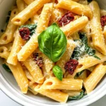 - 12 oz pasta (penne or fusilli) - 1 cup sun-dried tomatoes in oil, drained and chopped - 4 cloves garlic, minced - 1 medium onion, diced - 2 cups vegetable broth - 1 cup heavy cream or coconut cream - 1 cup fresh spinach - 1 teaspoon dried Italian herbs - Salt and pepper to taste - ½ cup grated Parmesan cheese or nutritional yeast - 2 tablespoons olive oil - Fresh basil leaves for garnish Gather these ingredients to start your cooking adventure. Use penne or fusilli pasta for the best texture. Sun-dried tomatoes bring a sweet, tangy flavor. Garlic and onion add a lovely aroma and taste. Vegetable broth creates a rich base for the sauce. You can choose heavy cream for a rich dish or coconut cream for a lighter, dairy-free version. Fresh spinach adds color and nutrients. Dried Italian herbs give a nice touch of flavor. Don't forget salt and pepper to enhance the taste! Finally, top your dish with grated Parmesan cheese or nutritional yeast. This adds a savory finish. Fresh basil leaves make a perfect garnish, giving your dish a fresh look and taste. Enjoy the process of making this creamy delight! - Heat 2 tablespoons of olive oil in a large pot over medium heat. - Add 1 medium diced onion and sauté for 3-4 minutes until it turns soft. - Next, add 4 minced garlic cloves and 1 cup of chopped sun-dried tomatoes. - Cook this mix for another 2 minutes, stirring often until it smells good. - Pour in 2 cups of vegetable broth and bring it to a boil. - Add 12 oz of uncooked pasta to the pot and stir well. - Reduce the heat to a low simmer. Cover the pot and cook for 10-12 minutes. - Stir occasionally until the pasta is al dente and most of the broth is gone. - Stir in 1 cup of heavy cream or coconut cream. Add 1 teaspoon of dried Italian herbs and 1 cup of fresh spinach. - Cook for 2-3 more minutes until the spinach wilts and everything is mixed well. - Remove from heat and mix in ½ cup of grated Parmesan cheese, seasoning with salt and pepper to taste. - Let the dish sit for a few minutes before serving. This helps the cream thicken a bit. To get a smooth and creamy pasta, stir gently. Use a spatula to fold the sauce into the pasta. This helps the cream combine well. After you finish cooking, let the pasta sit for a couple of minutes. This resting time helps the sauce thicken. It makes each bite richer and creamier. Want to boost the taste? Add some red pepper flakes for heat. You can also sprinkle in a bit of garlic powder for more depth. Freshly grated cheese makes a big difference! It melts better than pre-packaged cheese. The flavor is stronger and more vibrant. So, always choose fresh when you can! {{image_2}} To make this creamy dish vegan, swap dairy for plant-based alternatives. Use coconut cream instead of heavy cream. For cheese, nutritional yeast gives a similar flavor but is dairy-free. These simple swaps keep the dish rich and tasty while fitting your dietary needs. You can boost the protein by adding chicken, shrimp, or tofu. For chicken, cook diced pieces in olive oil until browned. If you prefer shrimp, add them in the last few minutes of cooking. For tofu, use firm tofu, diced, and sauté it with the onions. Each protein option adds unique flavor and texture to the pasta. Feel free to mix in different vegetables for variety. Peas, bell peppers, or zucchini work well. You can also add mushrooms for an earthy taste. Just chop them up and add them in with the sun-dried tomatoes. These swaps let you customize the dish to your liking while keeping it delicious. To store the creamy sun-dried tomato pasta in the refrigerator, use an airtight container. Make sure the pasta cools down first. It will keep well for about three to four days. Before serving, stir to combine any sauce that may have settled. If you want to freeze the pasta, place it in a freezer-safe container. Leave some space at the top for expansion. This pasta can stay in the freezer for about two to three months. When you’re ready to eat, let it thaw overnight in the fridge. Reheat it in a pot on low heat. Add a splash of vegetable broth or cream to revive the sauce. The shelf life of leftovers is about three to four days in the fridge. If you freeze the pasta, it can last two to three months. Always check for signs of spoilage before eating. If it smells off or looks strange, it’s best to toss it. Keeping track of storage times helps ensure your meal stays fresh and tasty. Yes, you can use gluten-free pasta. Look for brands made from rice or corn. These types cook well in the creamy sauce. Just check the cooking time on the package. Gluten-free pasta can be a great choice for those with sensitivities. To spice up this dish, add red pepper flakes. Start with a pinch and taste. You can also add chopped fresh chili peppers. If you love heat, try a spicy Italian sausage. Just cook it with the onions for more flavor. If you don't have sun-dried tomatoes, use fresh tomatoes. Cherry or grape tomatoes are great options. Just chop them and add them during cooking. You can also use roasted red peppers for a different flavor. To reheat, place the pasta in a pot over low heat. Add a splash of vegetable broth or cream to keep it moist. Stir gently until warmed through. You can also use the microwave; just cover it to avoid drying out. This blog post covered a creamy pasta dish packed with flavor. You learned about key ingredients, step-by-step cooking, and clever tips. Remember, you can adapt this recipe to fit your taste and needs. Whether going vegan or adding protein, options abound. Store it right to enjoy later. I hope you feel inspired to cook and share this dish with friends and family. Enjoy every bite and make it your own!