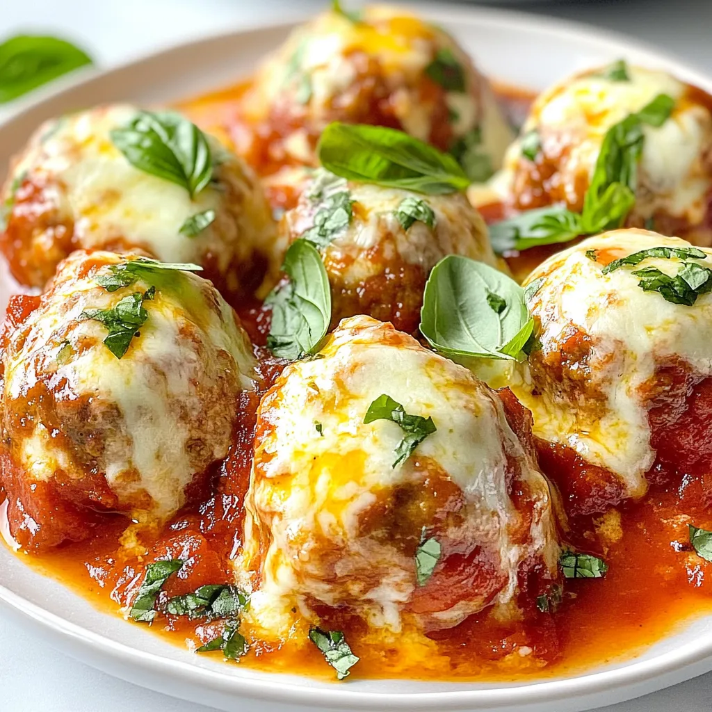 - 1 pound ground chicken - 1/2 cup breadcrumbs (preferably whole wheat) - 1/4 cup grated Parmesan cheese - 1/4 cup chopped fresh parsley - 1 clove garlic, minced - 1 egg - 1 teaspoon dried oregano - 1/2 teaspoon salt - 1/4 teaspoon black pepper These main ingredients give the meatballs their great flavor and texture. Ground chicken is lean and makes a tasty base. Whole wheat breadcrumbs help bind the mixture and add fiber. Parmesan cheese brings a salty bite, while fresh parsley and garlic add a nice herb taste. - 1 cup marinara sauce (store-bought or homemade) - 1/2 cup shredded mozzarella cheese - Fresh basil leaves for garnish The additional ingredients are just as important. Marinara sauce helps keep the meatballs moist and adds a rich flavor. Mozzarella cheese melts beautifully on top, giving a creamy finish. Fresh basil leaves not only look great but also add a pop of freshness. {{ingredient_image_1}} First, preheat your oven to 375°F (190°C). While it heats, grab a baking tray and line it with parchment paper. This helps the meatballs not stick and makes for easy cleanup. Next, take a large mixing bowl. Add the following ingredients: - 1 pound ground chicken - 1/2 cup breadcrumbs (whole wheat is best) - 1/4 cup grated Parmesan cheese - 1/4 cup chopped fresh parsley - 1 clove garlic, minced - 1 egg - 1 teaspoon dried oregano - 1/2 teaspoon salt - 1/4 teaspoon black pepper Mix all the ingredients well. Use your hands if you need to. Make sure every bit is blended together. This step is crucial for tasty meatballs. Now, take the mixture and shape it into meatballs. Aim for about 1.5 inches in size. Place each meatball on the prepared baking tray. Once all the meatballs are on the tray, slide it into your oven. Bake for about 20 minutes. Keep an eye on them. You want them to be cooked through and slightly browned. While the meatballs bake, heat the marinara sauce in a saucepan over medium heat. Stir it gently until it warms up. When the meatballs finish cooking, remove them from the oven. Carefully place them in the saucepan with the marinara sauce. Stir gently to coat each meatball in the sauce. Finally, sprinkle 1/2 cup of shredded mozzarella cheese over the meatballs. Cover the saucepan for about 5 minutes. This helps the cheese melt perfectly. Now, your chicken meatballs supreme are ready to serve! To make your meatballs just right, focus on texture. Use breadcrumbs as a binding agent. They help hold everything together. Whole wheat breadcrumbs add flavor and nutrition. Mix them well with the ground chicken and other ingredients. Next, moisture is key to juicy meatballs. The egg acts as a binder and adds moisture. If you find your mixture is dry, add a splash of milk. This small change keeps your meatballs tender and moist. Pair your chicken meatballs supreme with pasta for a classic meal. A side of garlic bread also works well. You can even serve them on a fresh salad for a lighter option. For a fun twist, make meatball sliders. Use small buns and add cheese. Garnish with fresh basil leaves for color. This makes for an eye-catching presentation. Enjoy your meal with family or friends! Pro Tips Use Fresh Herbs: Fresh parsley adds a vibrant flavor to the meatballs. Feel free to experiment with other herbs like basil or thyme for even more variety. Moisture Matters: To keep the meatballs juicy, avoid overmixing the meat and breadcrumbs. Just combine until ingredients are mixed, and then shape. Cheese Variations: Try swapping out Parmesan for Pecorino Romano or add some feta for a tangy kick. It can elevate the taste significantly! Perfect Pairing: Serve these meatballs on a bed of zucchini noodles or whole grain pasta for a healthier, delicious meal. {{image_2}} You can swap ground chicken with other meats. Ground turkey works well and tastes great. For a richer flavor, use ground beef. You can even try a mix for added depth. Flavors can change with herbs and spices. Add fresh thyme or rosemary for a twist. Experiment with smoked paprika for a warm, earthy taste. A pinch of red pepper flakes adds heat if you like spice. If you need gluten-free options, use gluten-free breadcrumbs. Almond flour is another good choice. It keeps the meatballs moist and flavorful. For low-carb options, skip the breadcrumbs. Instead, use grated zucchini or mushrooms to bind the meatballs. This keeps them light and healthy without losing taste. To store uncooked meatballs, follow these steps: - Refrigeration: Place the meatballs on a plate or tray. Cover them with plastic wrap. Store in the fridge for up to 24 hours. This keeps them fresh and ready to cook. - Freezing: For longer storage, use a freezer-safe container. Lay the meatballs in a single layer. Freeze them for about 2 hours until firm. Then, transfer them to a freezer bag. Remove air to prevent freezer burn. You can keep them frozen for up to three months. These steps help maintain freshness and flavor. After cooking, store your meatballs correctly to keep them tasty: - Storage Containers: Use airtight containers for cooked meatballs. Glass or plastic containers work well. Make sure they are cool before sealing. This prevents steam and moisture buildup. - Reheating Tips: When ready to eat, reheat your meatballs gently. Use a microwave or a skillet. For the best flavor and texture, add a splash of marinara sauce while reheating. This keeps them moist and enhances the taste. Following these tips makes your chicken meatballs supreme easy to enjoy later! Yes, you can use frozen chicken for meatballs. Here are some best practices: - Thaw before use: Always thaw frozen chicken in the fridge overnight. This helps keep the meat safe. - Use fresh ingredients: Combine thawed chicken with fresh breadcrumbs and herbs for better flavor. - Adjust cooking time: If the chicken is still slightly cold, add a few extra minutes to the baking time. To check if the meatballs are done, look for these signs: - Internal temperature: Use a meat thermometer. The center should reach 165°F (74°C). - Visual cues: The meatballs should be golden brown outside and firm to the touch. There are many tasty sauce options for chicken meatballs supreme: - Alfredo sauce: Creamy and rich, it pairs well with the meatballs. - Pesto sauce: Gives a fresh and herby flavor. - Barbecue sauce: For a sweet and smoky twist. - Teriyaki sauce: A fun Asian flair that complements the chicken. Exploring these sauces can add variety to your meals! In this post, we explored how to make Chicken Meatballs Supreme. You learned about key ingredients like ground chicken, breadcrumbs, and Parmesan cheese. I shared step-by-step instructions for preparing, shaping, and baking the meatballs. We discussed tips for optimal texture and creative serving ideas. You can even vary your recipe with different flavors and dietary needs. Lastly, I offered storage advice for fresh meatballs. With this knowledge, you can enjoy making these tasty meatballs at home. Dive in and experiment to find your favorite version!