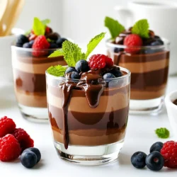 To create the Protein Cottage Cheese Chocolate Mousse, you will need the following ingredients: - 1 cup cottage cheese (preferably low-fat) - 1/4 cup unsweetened cocoa powder - 1/4 cup protein powder (chocolate or vanilla) - 3 tablespoons honey or maple syrup (adjust to taste) - 1 teaspoon vanilla extract - Pinch of salt - 1/2 cup dark chocolate chips (dairy-free if desired) - 2 tablespoons almond milk (or any preferred milk) - Fresh berries and mint leaves for garnish Each ingredient plays a key role in making this mousse delicious and healthy. Cottage cheese is the base and gives protein and creaminess. Cocoa powder adds rich chocolate flavor without extra sugar. Protein powder boosts the protein content and can enhance the flavor. Sweeteners like honey or maple syrup let you control how sweet you want it. Vanilla extract adds warmth, while salt balances the flavors. Dark chocolate chips bring indulgence, and almond milk helps achieve the right texture. Lastly, garnishing with fresh berries and mint leaves makes the dish look beautiful and adds a fresh taste. Gather all these ingredients and get ready for some fun in the kitchen! To start, you need to melt the dark chocolate chips. Place them in a microwave-safe bowl. Heat in 20-second bursts, stirring in between, until smooth. This step is key for a creamy mousse. Let the melted chocolate cool a bit. Next, grab your blender or food processor. Add the cottage cheese, cocoa powder, protein powder, honey or maple syrup, vanilla extract, and a pinch of salt. Blend until it becomes smooth and creamy. This mixture gives your mousse a rich flavor. Once the chocolate has cooled, add it to the blender. Blend again until everything is mixed well. You want a creamy texture here. If your mousse seems too thick, don’t worry! You can add almond milk. Do this slowly while blending. Keep blending until you reach the texture you like. Now, taste your mousse. If it needs more sweetness, add a bit more honey or maple syrup. This will enhance the flavor. Spoon the mousse into bowls or glasses. Place them in the fridge for at least 30 minutes. This helps the mousse firm up nicely. When you’re ready to serve, garnish with fresh berries and mint leaves. They add a nice touch and some color. You can also serve the mousse in clear glasses to show off that creamy texture. For an extra treat, drizzle some melted chocolate on top. Enjoy! Using low-fat cottage cheese is key. It keeps the mousse light and creamy. It also adds protein without extra fat. Chill the mousse for at least 30 minutes. This helps it set up nicely. A colder mousse feels richer and tastes better. Serve the mousse in clear glasses. This shows off its lovely texture. A drizzle of melted chocolate on top adds flair. You can also add fresh berries. They bring a pop of color and flavor. To find the right sweetness, taste as you go. Start with three tablespoons of honey or maple syrup. You can always add more if needed. If you want alternatives, try stevia or agave. These can help you adjust the sweetness without extra calories. {{image_2}} You can easily change the taste of your mousse. Add a few drops of mint or orange extract for a fun twist. You can also use flavored protein powders. Chocolate and vanilla work great. Each choice gives a new flavor to enjoy. If you need a dairy-free option, try using tofu instead of cottage cheese. You can blend it just like the cottage cheese. For lower-calorie options, use less sweetener or lighter protein powder. Both changes keep the mousse tasty without extra calories. Want to add some crunch? Try mixing in nuts or seeds. Chopped almonds or walnuts add great texture. You can also sprinkle in spices. A dash of cinnamon or a pinch of cayenne gives a unique kick. These small changes make your mousse even more special. The Protein Cottage Cheese Chocolate Mousse stays fresh in the fridge for about 3 days. Make sure to cover it well to keep the moisture in. This mousse tastes best when enjoyed cold, so it's great to prepare ahead. Can you freeze chocolate mousse? Yes, you can freeze it! Freezing helps keep the mousse for up to 2 months. To freeze properly, place the mousse in an airtight container. Leave some space at the top, as it may expand. How to properly freeze and thaw? For thawing, move the mousse to the fridge overnight. This slow thaw keeps the texture creamy. Avoid microwaving it, as this may change the mousse's texture. Use glass or plastic containers with tight seals. These containers help keep air out and moisture in. Mason jars work well too, as they allow you to see the mousse. Always label your containers with the date for easy tracking. Yes, cottage cheese is a great source of protein. One cup has about 28 grams of protein. It is low in fat and high in calcium. This makes it a smart choice for anyone wanting to build muscle or stay healthy. Cottage cheese also contains essential vitamins like B12 and riboflavin. These help with energy and overall health. It is versatile too. You can eat it plain, mix it into dishes, or use it in desserts like our mousse. Yes, you can easily substitute some ingredients. Here are some common swaps: - Cottage cheese: Use Greek yogurt for a creamier texture. - Protein powder: Any flavored protein powder will work. - Honey or maple syrup: Try agave syrup or a sugar alternative. - Dark chocolate chips: You can use carob chips for a different taste. - Almond milk: Any milk, like soy or oat, can be used. These swaps can change the taste but still keep the mousse delicious! To make this mousse vegan, you need to replace a few key ingredients: - Cottage cheese: Use silken tofu for a creamy base. - Honey or maple syrup: Stick with maple syrup for sweetness. - Dark chocolate chips: Choose dairy-free chocolate chips. - Almond milk: Use any plant-based milk you like. These changes will keep the mousse tasty and suitable for a vegan diet! This article shared a simple chocolate mousse recipe using cottage cheese and wholesome ingredients. You learned about fuss-free steps for preparation, chilling, and serving. With added tips on perfecting the mousse and various flavor options, you can create a treat that satisfies your cravings. Remember to store it properly for the best taste. Enjoy experimenting with this versatile dessert, and feel free to make it your own!