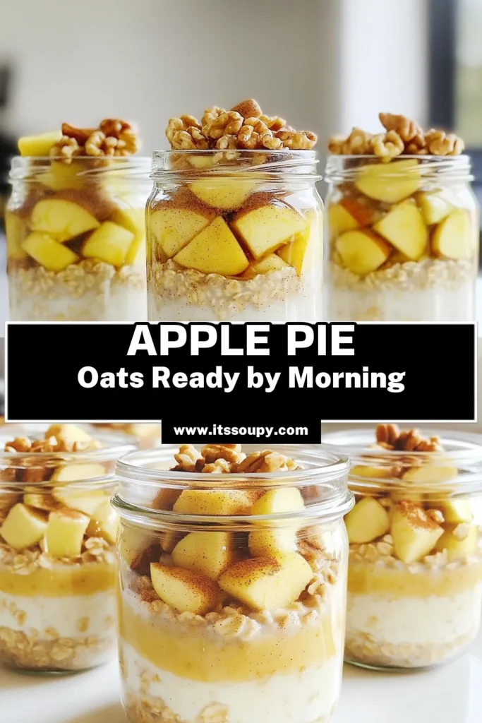 Start your day deliciously with Apple Pie Overnight Oats! This simple, quick recipe combines rolled oats, diced apples, and warm spices for a delightful breakfast. Perfect for busy mornings, just prep these oats the night before, and enjoy a creamy, flavorful treat in the morning. Click to explore this easy recipe and indulge in a delightful start to your day! #OvernightOats #HealthyBreakfast #ApplePie #MealPrep