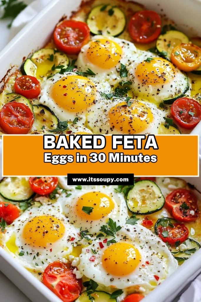 Discover the delight of Mediterranean baked feta eggs, a healthy Mediterranean breakfast that's perfect for any day! This baked feta recipe combines crumbled feta cheese, colorful veggies, and perfectly baked eggs for an easy egg dish that's both nutritious and satisfying. Ideal for brunch or a quick meal, try this feta cheese dish today. Click to save the recipe and impress your guests! #MediterraneanFood #HealthyBreakfast #FetaCheese #EasyRecipes