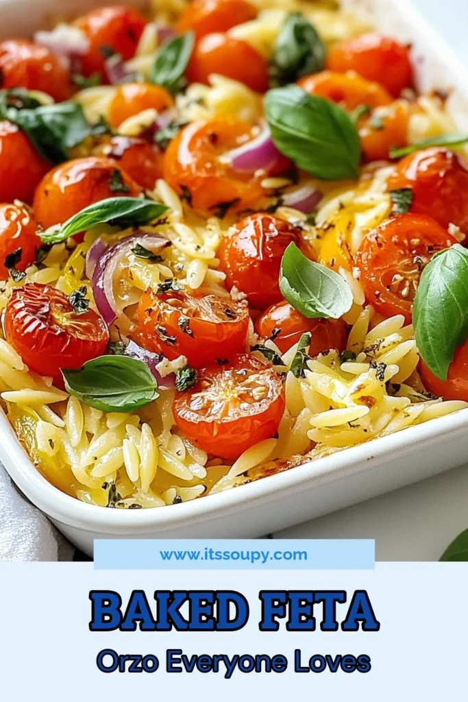 Discover the ultimate comfort food with this Baked Feta Orzo recipe! This easy feta pasta bake combines creamy feta cheese with roasted vegetable orzo and juicy cherry tomatoes for a deliciously satisfying meal. Perfect for any occasion, this feta cheese pasta dish is quick to make and packed with flavor. Try this orzo with cherry tomatoes today and watch it become a family favorite! Save this recipe now! #BakedFetaOrzo #EasyPastaBake #RoastedVegetableOrzo #FetaCheeseRecipe