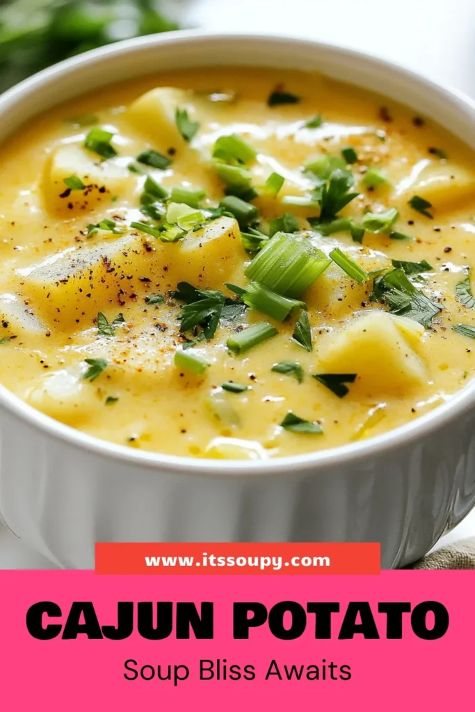 Warm up with this delicious Cajun potato soup recipe that combines creamy vegetable soup goodness with the bold flavors of Cajun seasoning. Perfect for cozy nights, this easy potato soup is a must-try in your comfort food recipes collection. Enjoy every spoonful of this hearty dish that’s sure to satisfy. Save this recipe and bring some Cajun flair to your dinner table today! #CajunPotatoSoup #ComfortFood #EasySoup #CajunSeasoningDishes