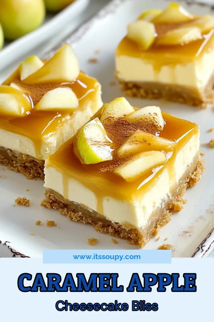 Indulge in these irresistible Caramel Apple Cheesecake Bars that combine the creamy goodness of homemade cheesecake with the fall flavors of apple and caramel. This easy apple dessert is perfect for gatherings or cozy evenings at home. With simple steps, our cheesecake bars recipe will impress your guests and satisfy your sweet tooth. Try this delightful fall dessert recipe today! Save for later and share the joy! #AppleDessert #CheesecakeBars #FallDessert #CaramelApple
