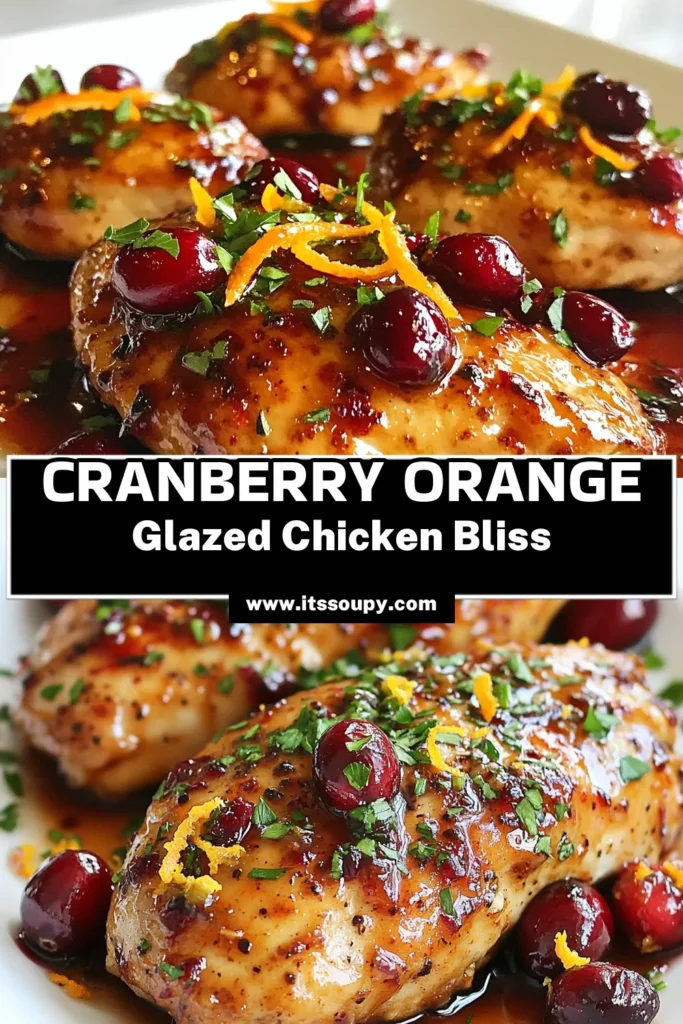 Discover the delightful flavors of this Cranberry Orange Chicken recipe, featuring juicy glazed chicken with cranberries that's perfect for a healthy chicken dinner. This oven-baked chicken recipe combines a vibrant citrus chicken glaze that elevates your meal to the next level. Try this easy recipe for a family favorite that's both delicious and nutritious. Save this post for your next dinner inspiration! #CranberryOrangeChicken #HealthyDinner #OvenBakedChicken #CitrusGlaze