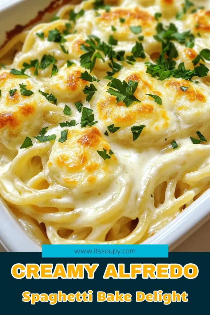 Indulge in the creamy goodness of this Creamy Alfredo Spaghetti Bake! This delightful recipe combines tender spaghetti with a rich Alfredo sauce, melted cheese, and optional chicken for a satisfying meal perfect for any occasion. Easy to make and ready in just 45 minutes, this dish is sure to become a family favorite. Click through to explore the full recipe and get started on your delicious creation today! #AlfredoPasta #PastaBake #ComfortFood #RecipeIdeas