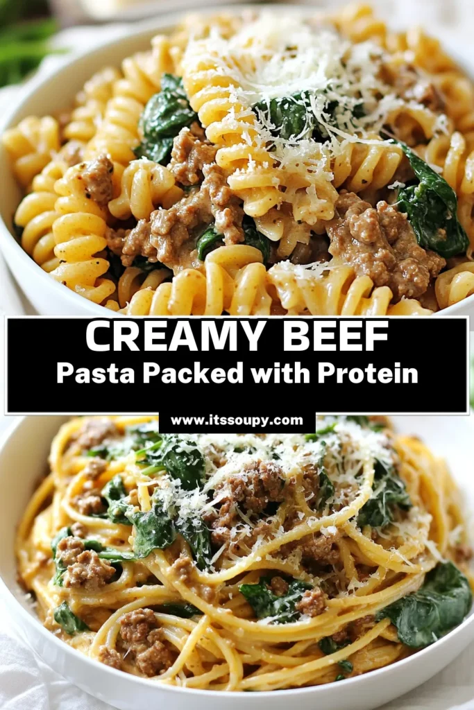 Discover this delicious high protein beef pasta that’s perfect for a wholesome dinner! This creamy beef pasta recipe combines lean ground beef with whole wheat pasta and a rich Greek yogurt pasta sauce for a healthy twist. Packed with flavor and nutrients, it's one of the best healthy beef recipes you'll try. Make mealtime easy and nutritious! Save this recipe now for your next dinner! #HealthyEating #Pasta #DinnerIdeas #ProteinPacked