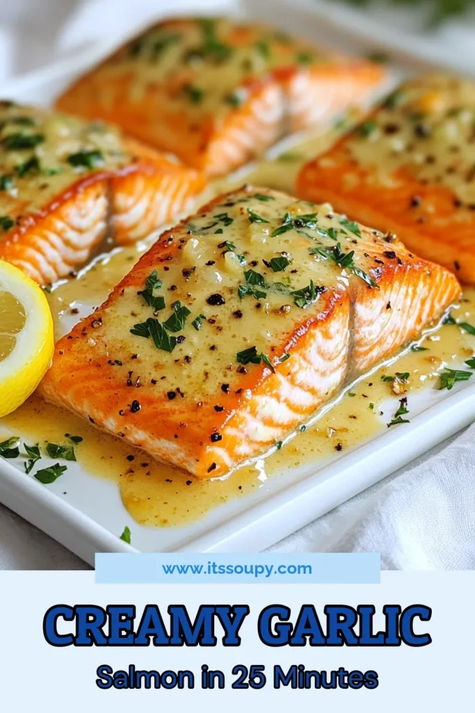 Discover the mouthwatering Creamy Garlic Salmon recipe that will elevate your weeknight dinners! This easy salmon dinner features tender fillets cooked in a rich Parmesan garlic sauce, making it a quick seafood recipe you'll love. Perfect for busy nights, this one pan salmon dish is ready in just 25 minutes. Don't miss out—try it tonight and impress your family! Save this recipe for a delicious meal! #SalmonRecipe #QuickDinner #EasyRecipes #SeafoodLovers