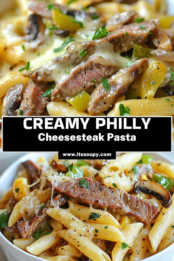 Indulge in a delicious Philly Cheesesteak Pasta that's a perfect blend of flavors in just one pan! This creamy beef pasta skillet is an ideal choice for quick dinner recipes. With tender sirloin, sautéed vegetables, and melted cheese, it’s one of the easiest pasta dishes you'll ever make. Ready in just 30 minutes, it’s a family favorite. Save this easy recipe for your next weeknight meal! #PhillyCheesesteakPasta #OnePanPastaRecipes #QuickDinnerRecipes #EasyPastaDishes