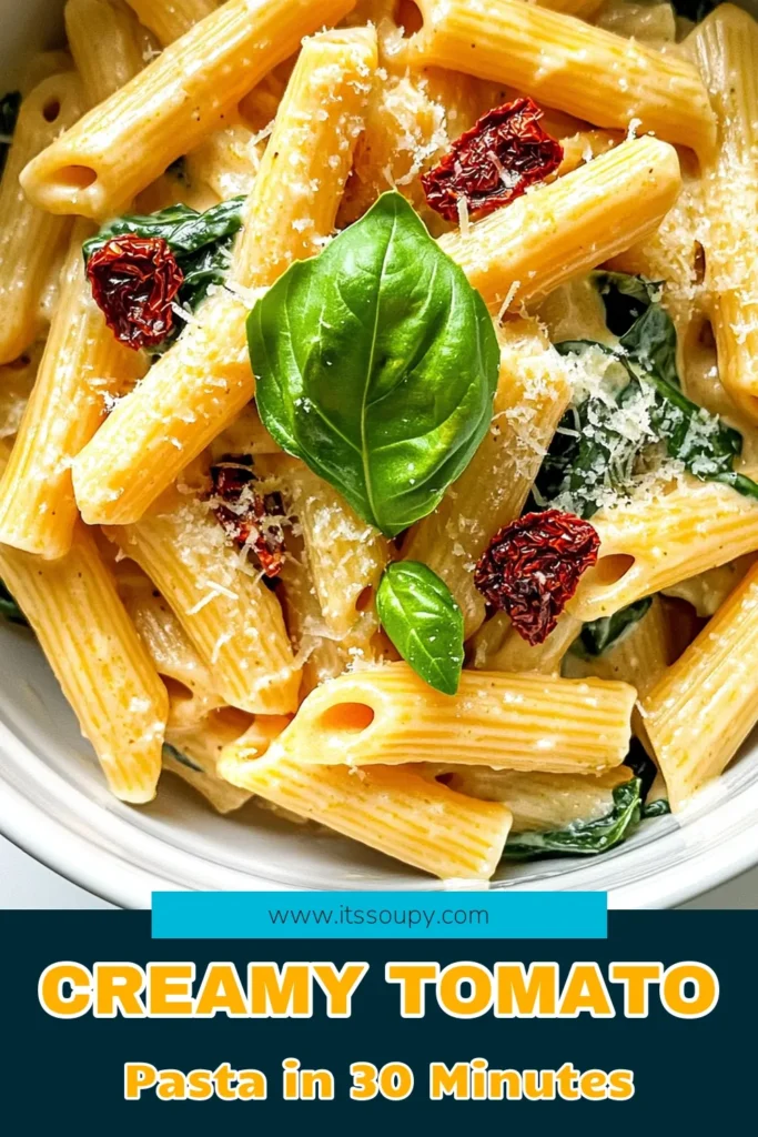 Indulge in this creamy sun-dried tomato pasta delight that’s bursting with flavor! This quick and easy recipe combines rich cream, sun-dried tomatoes, and fresh spinach for a comforting meal perfect for any night. With just a few simple ingredients and easy steps, you can create a dish that’s sure to impress. Click through for the full recipe and delight your taste buds! #CreamyPasta #SunDriedTomatoes #DinnerIdeas #PastaRecipe