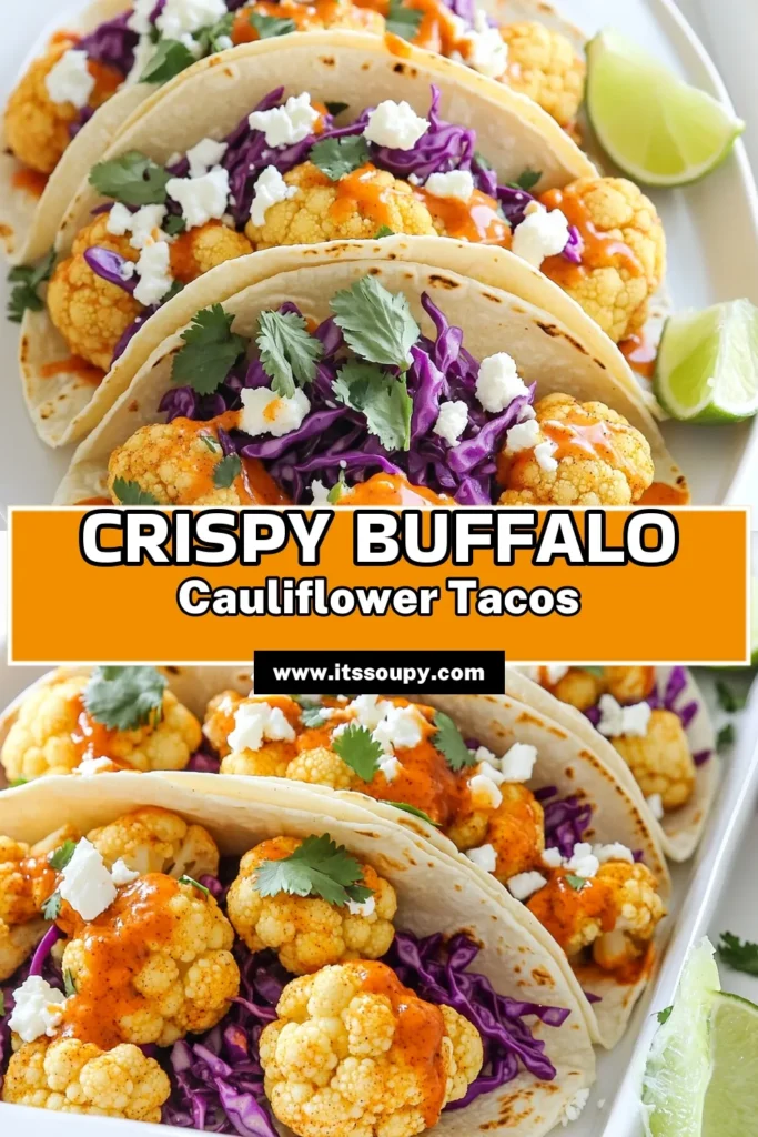 Spice up your taco night with these Crispy Buffalo Cauliflower Tacos! Bursting with flavor, these delicious tacos feature tender cauliflower florets coated in a zesty buffalo sauce, topped with crunchy cabbage and creamy feta. Perfect for a quick dinner or a fun party treat, they're sure to impress everyone! Check out the full recipe for step-by-step instructions and make your meal unforgettable. Don’t miss out! #CrispyTacos #PlantBasedEats #BuffaloCauliflower #EasyRecipes