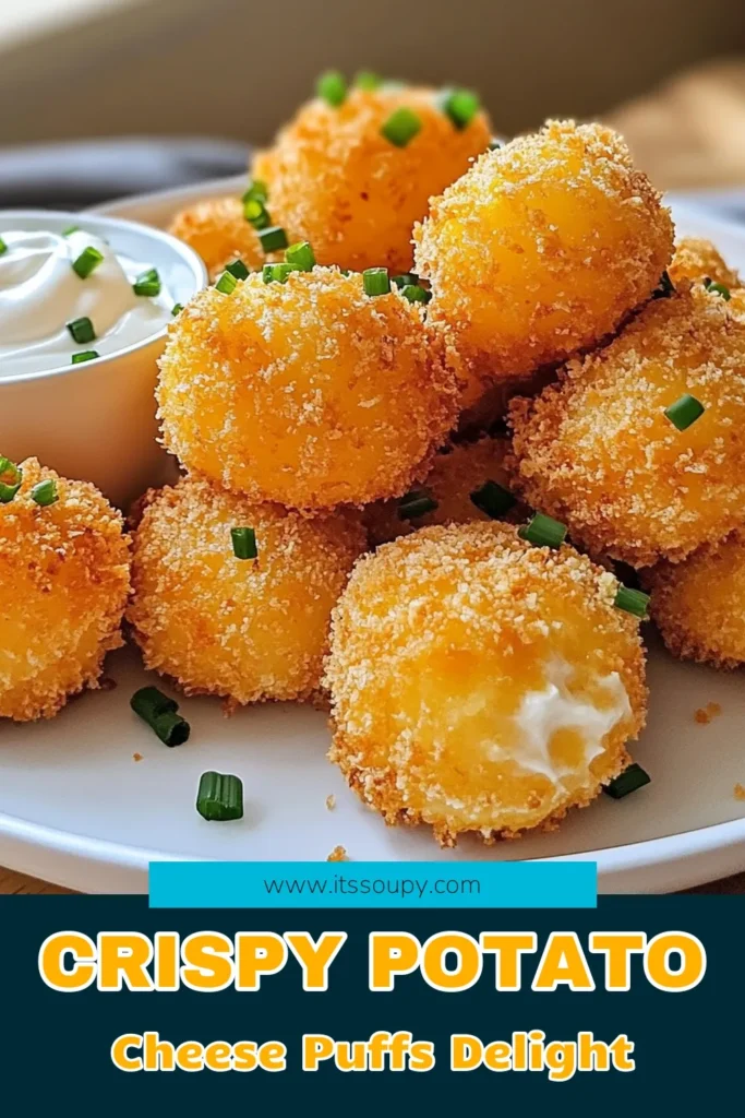 Indulge in these crispy mashed potato puffs that are perfect for any snack time! Made with cheesy goodness, these cheesy potato bites are a simple and delicious fried cheese puffs recipe your family will love. Enjoy these savory potato snacks as appetizers or finger food. Try making your own homemade cheese puffs today and elevate your snack game! Click to get the full recipe now! #CrispyMashedPotatoPuffs #CheesyPotatoBites #SavorySnacks #FriedCheesePuffs