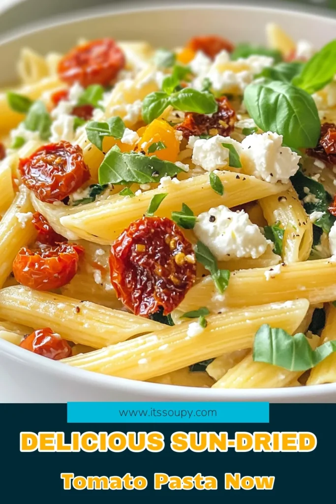 Indulge in this delicious sun-dried tomato pasta recipe, a perfect Mediterranean pasta dish that's both easy to make and healthy! Loaded with spinach and topped with crumbled feta cheese, this pasta dish brings vibrant flavors right to your table. Ideal for weeknight dinners or meal prep, this quick recipe showcases the best of pasta. Save this easy pasta recipe for your next culinary adventure! #SunDriedTomatoPasta #MediterraneanRecipes #HealthyPasta #FetaCheesePasta