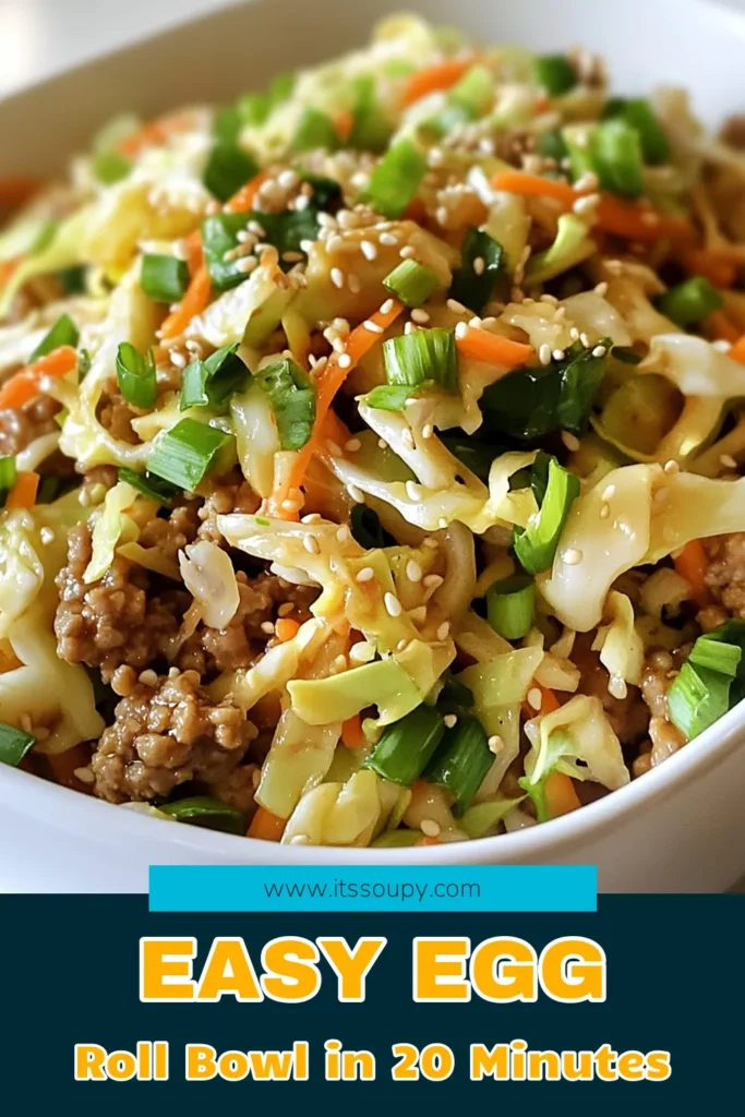 Discover the ultimate Sizzling Egg Roll in a Bowl recipe that’s quick, healthy, and packed with flavor! Made with ground turkey and a colorful coleslaw mix, this dish is perfect for busy weeknights. Try it out in just 20 minutes! Ready to spice up your dinner routine? Click through for the full recipe and bring some delicious Asian-inspired flavors to your table today! #EggRollInABowl #EasyRecipes #HealthyEating #DinnerIdeas
