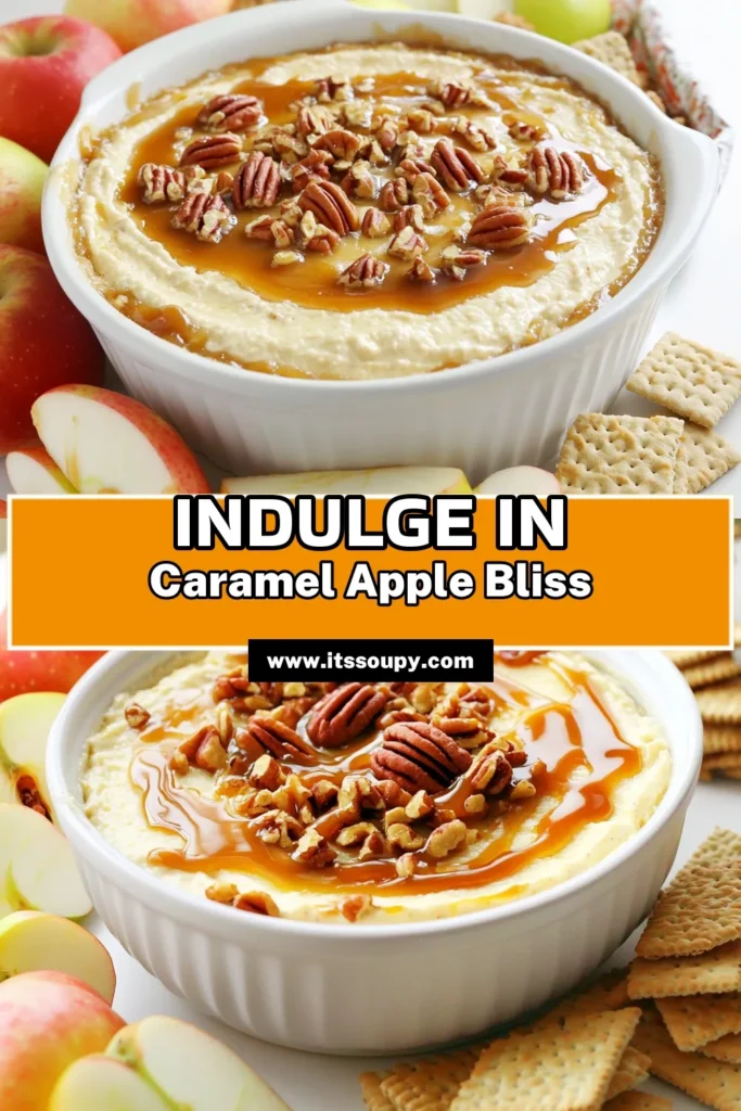Indulge in the sweet delight of Caramel Apple Cheesecake Dip! This quick and easy recipe combines creamy cheesecake with apple pie filling and a luscious caramel drizzle, perfect for dipping with crunchy apples and graham crackers. Ready in just 10 minutes, it's the ideal crowd-pleaser for parties or a cozy night in. Click to explore the full recipe and impress your guests! #CaramelAppleDip #CheesecakeDip #EasyDesserts #FallTreats