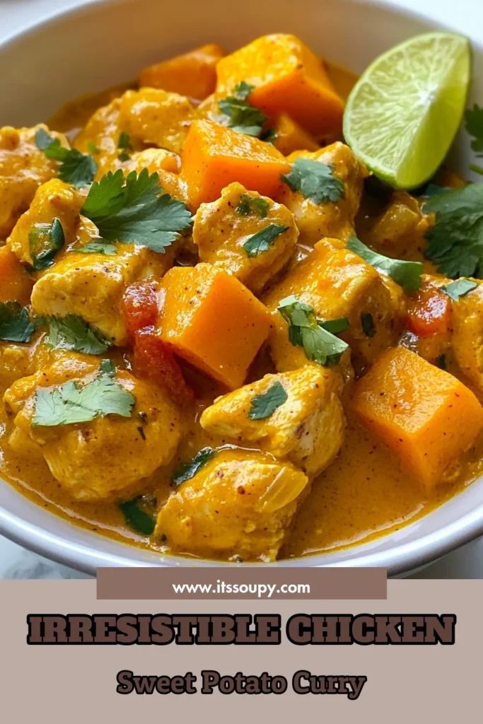 Discover the delicious flavors of Chicken Sweet Potato Curry! This easy Chicken Curry features tender chicken and nutritious sweet potatoes simmered in a creamy coconut milk curry. Perfect for a weeknight dinner, this Healthy Sweet Potato Recipe is both satisfying and spicy, making it a delightful meal. Try this Coconut Milk Curry Recipe today and elevate your dinner game! Save this recipe for later! #ChickenCurry #SweetPotatoCurry #HealthyRecipes #CoconutMilkCurry