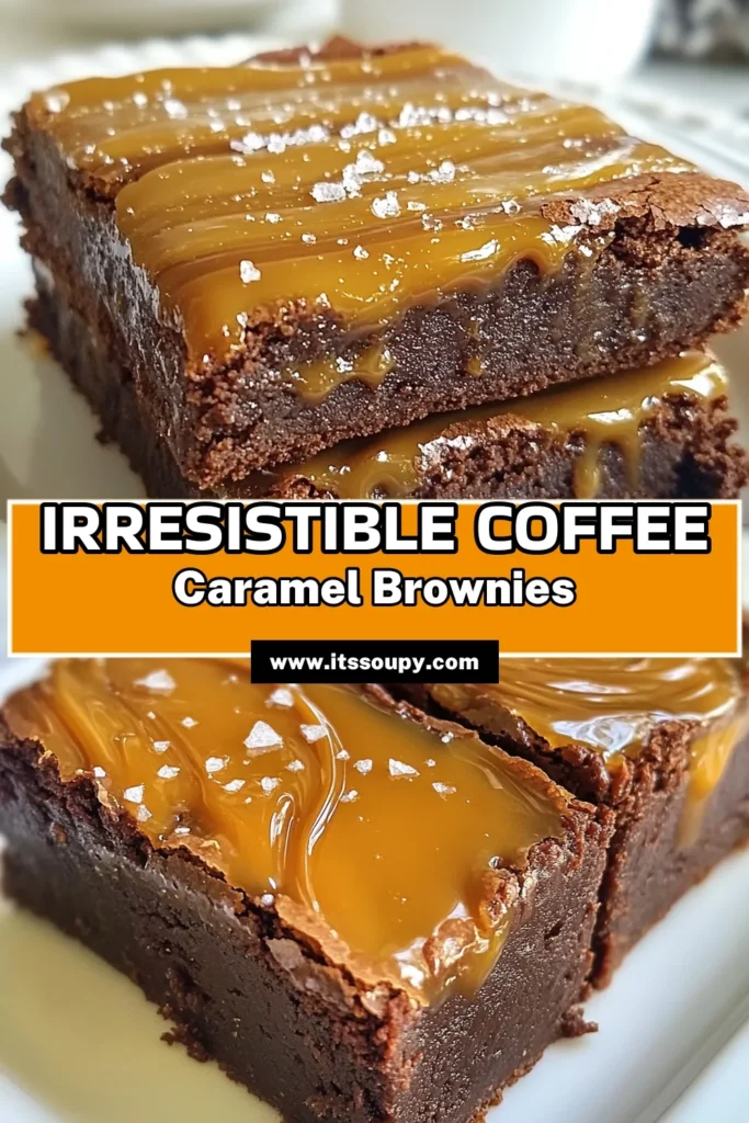 Indulge in the ultimate chocolate coffee dessert with these easy coffee caramel brownies! This delightful recipe combines rich chocolate flavors with homemade caramel sauce, creating the perfect treat for any occasion. Topped with a sprinkle of sea salt, these moist brownies are sure to impress. Bake up this easy brownie recipe today and enjoy a delicious lift from the coffee! Don't forget to save this recipe! #CoffeeCaramelBrownies #ChocolateCoffeeDessert #SeaSaltBrownies #EasyBrownieRecipe