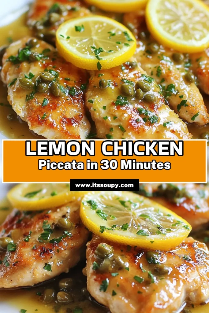 Discover the deliciousness of this Lemon Chicken Piccata recipe, perfect for a quick and easy lemon chicken dinner! With tender chicken breasts, zesty lemon, and savory capers, this chicken piccata with capers is sure to impress. Enjoy a flavorful lemon garlic chicken recipe that's ready in just 30 minutes. Save this easy lemon chicken recipe for your next meal! #LemonChickenPiccata #ChickenPiccata #EasyDinner #QuickRecipes