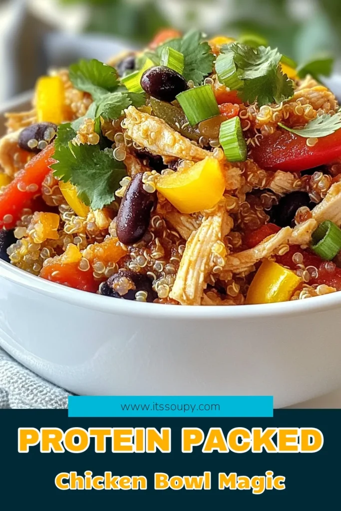 Discover a delicious high-protein chicken recipe that's perfect for busy weeknights! This slow cooker chicken quinoa dish is not only easy to prepare but also packed with flavor and nutrients. Enjoy a savory chicken dish loaded with quinoa, black beans, and corn for a healthy chicken meal that your family will love. Make this protein-packed dinner recipe today and savor the satisfying taste! Save for later! #HighProteinChicken #HealthyDinner #SlowCookerRecipes #ProteinPackedMeals