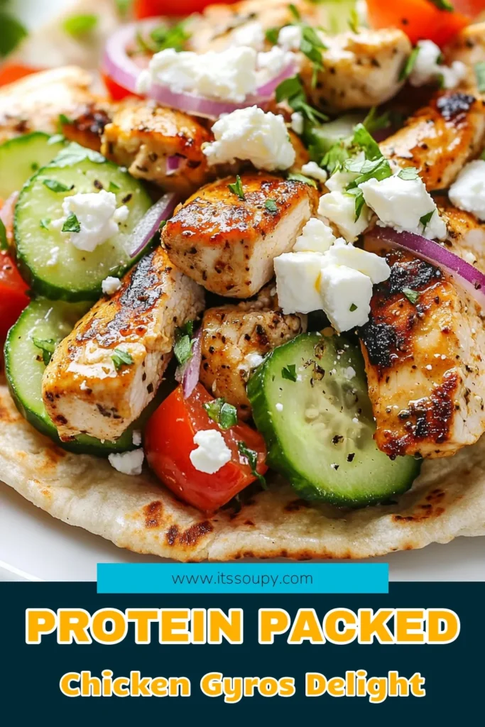 Discover how to make high protein chicken gyros that are both delicious and healthy! This easy chicken gyros recipe features Greek yogurt marinated chicken grilled to perfection, wrapped in whole wheat pita gyros. Packed with fresh toppings like cucumbers, tomatoes, and feta cheese, this meal is perfect for any occasion. Try it today for a nutritious twist on a classic favorite! Save and share! #HighProteinGyros #HealthyRecipe #GreekYogurt #WholeWheatPita