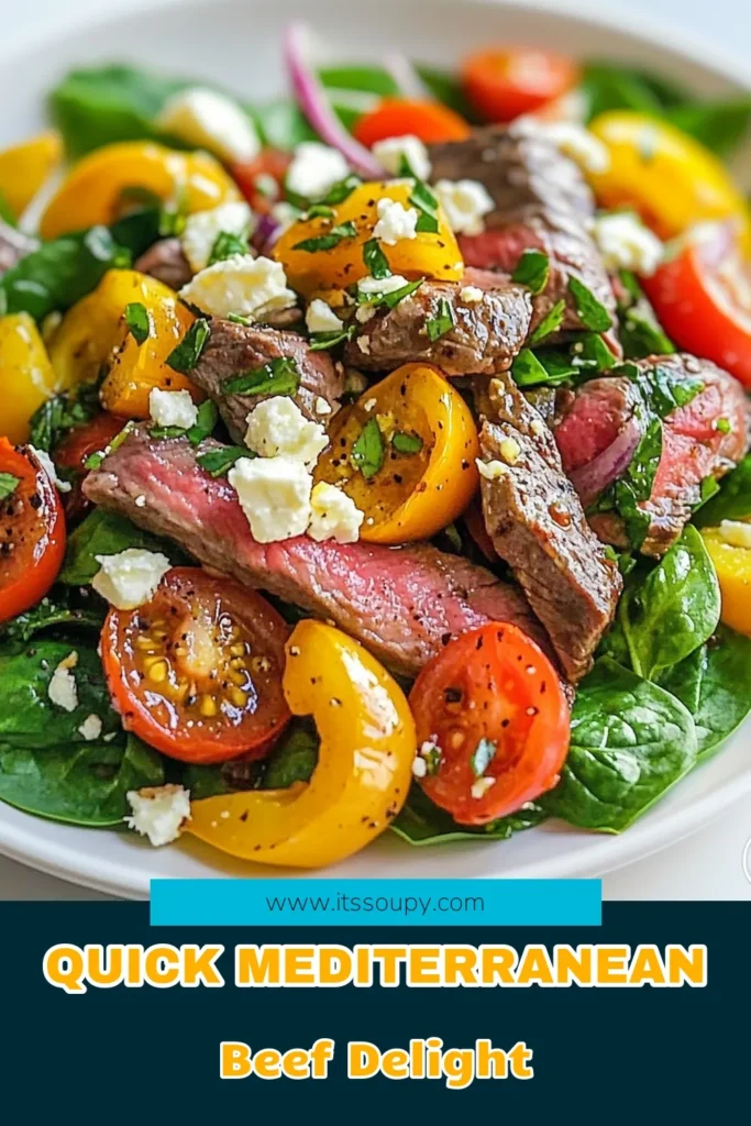 Discover the ultimate Mediterranean beef stir fry recipe that's both easy and healthy! This quick stir fry meal combines tender beef sirloin with colorful veggies and Mediterranean flavors. Perfect for busy weeknights, this healthy beef stir fry is packed with nutrients and taste. Try this delicious Mediterranean recipe with beef and enjoy a vibrant, satisfying dish. Don't forget to save for later! #MediterraneanRecipes #BeefStirFry #HealthyEating #QuickMeals
