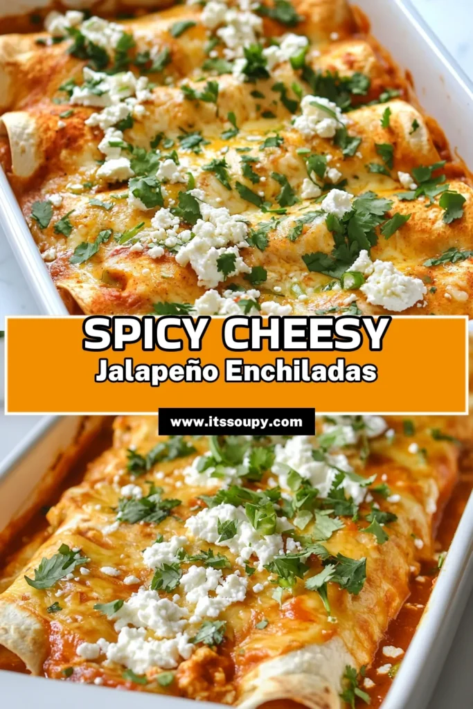 Spice up your dinner with these Jalapeño Popper Chicken Enchiladas! This creamy chicken enchiladas recipe combines shredded chicken, cream cheese, and jalapeños for an irresistible dish. Perfect for a weeknight meal, these easy enchiladas with cream cheese are baked to perfection and topped with queso fresco. Get ready for a tasty twist on spicy chicken enchiladas that everyone will love. Save this recipe and impress your friends! #JalapenoPopperEnchiladas #EasyEnchiladas #ChickenRecipes #BakedEnchiladas