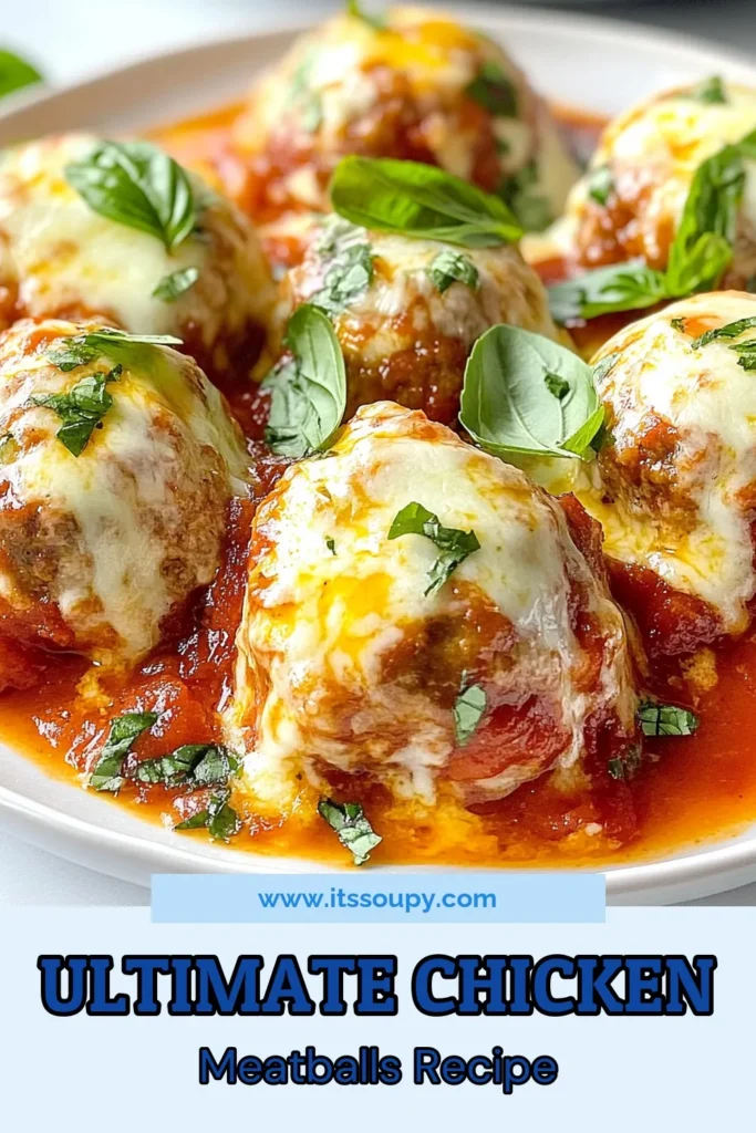 Discover the ultimate chicken meatballs recipe with these baked chicken meatballs supreme! Packed with flavor and health, these healthy chicken meatballs are easy to make and perfect for dinner. Drenched in marinara sauce and topped with gooey mozzarella, they’re a hit with everyone. Try this delicious chicken meatballs supreme today and elevate your meal! Save this recipe for your next cooking adventure! #ChickenMeatballs #HealthyRecipes #BakedChickenMeatballs #DinnerIdeas
