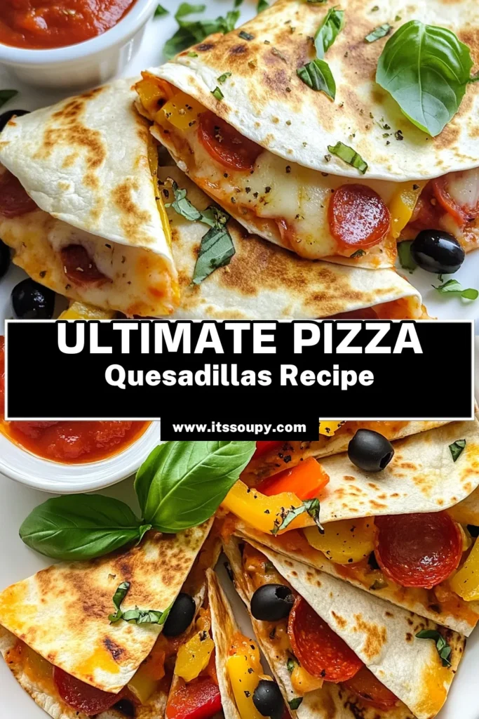 Easily whip up a delicious dinner with this pizza quesadillas recipe! Perfect for busy nights, these homemade pizza quesadillas combine all your favorite flavors in a cheesy skillet quesadilla. With just a few simple ingredients, you can create quick and easy quesadilla recipes that everyone will love. Try this cheesy pizza quesadilla today and enjoy the goodness! Save this for later! #PizzaQuesadillas #EasyQuesadillaRecipes #CheesyPizzaQuesadilla #SkilletQuesadillas