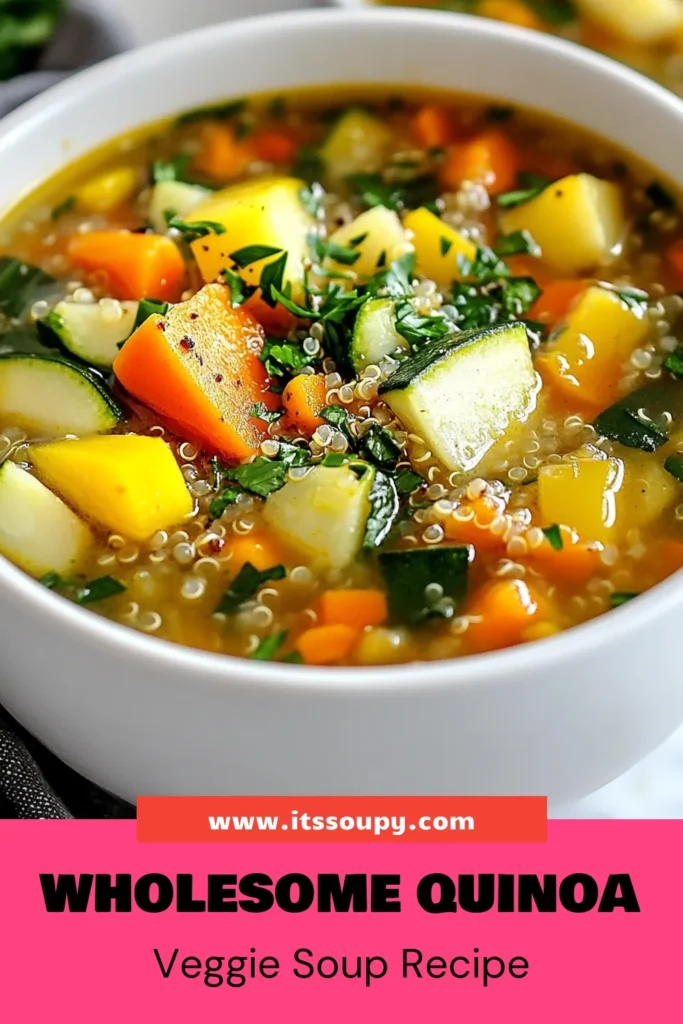 Warm up with this delicious quinoa vegetable soup that’s not only hearty but also a healthy quinoa soup packed with nutrients. This vegetarian soup recipe features colorful vegetables and quinoa soup with spinach, making it a perfect easy vegetable soup for any day. Ready in just 40 minutes, it's ideal for meal prep or cozy dinners. Save this recipe and enjoy nutritious goodness today! #QuinoaVegetableSoup #HealthyEating #VegetarianRecipe #SoupLovers