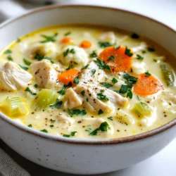 When you make Keto Chicken Pot Pie Soup, you need some fresh and tasty ingredients. Here’s what you will need: - 2 tablespoons olive oil - 1 medium onion, diced - 2 cloves garlic, minced - 3 medium carrots, sliced - 2 celery stalks, diced - 1 pound boneless, skinless chicken breast, cubed - 4 cups chicken broth (low sodium) - 1 cup heavy cream - 1 cup cauliflower florets (fresh or frozen) - 1 teaspoon dried thyme - 1 teaspoon dried rosemary - Salt and pepper to taste - 1/4 cup chopped fresh parsley for garnish Each ingredient plays a key role in the dish. Olive oil helps to sauté the veggies and chicken, adding flavor. The onion and garlic bring a strong aroma that makes your kitchen smell great. Carrots and celery add sweetness and crunch. Chicken is the star protein, providing rich taste and texture. Chicken broth serves as the base, giving you a warm, comforting feel. Heavy cream makes the soup creamy and smooth, while cauliflower adds body without the carbs. Herbs like thyme and rosemary boost the flavor profile, making every bite delightful. Finally, salt and pepper enhance all the tastes, and fresh parsley gives a bright finish. Each ingredient combines to create a cozy, satisfying soup that warms you from the inside out. {{ingredient_image_1}} First, gather all your ingredients. Dice the onion and cube the chicken. Slice the carrots and dice the celery. For the cauliflower, you can use fresh florets or frozen ones. Rinse the veggies well before use. This step is key to remove dirt. Heat 2 tablespoons of olive oil in a large pot over medium heat. Once hot, add the diced onion. Sauté until it turns translucent, which takes about 3 to 4 minutes. Next, stir in 2 minced garlic cloves, sliced carrots, and diced celery. Cook these for about 5 minutes. The veggies should soften but not lose their crunch. Now, add the cubed chicken breast to the pot. Sauté until the chicken is lightly browned, which takes about 5 to 6 minutes. Pour in 4 cups of low-sodium chicken broth and bring it to a gentle simmer. After the broth simmers, stir in 1 cup of heavy cream and 1 cup of cauliflower florets. Add 1 teaspoon each of dried thyme and rosemary. Lower the heat and let it simmer for 15 to 20 minutes. This makes the chicken tender and the cauliflower soft. Taste your soup and adjust seasoning with salt and pepper as needed. Finally, remove it from the heat and stir in 1/4 cup of chopped fresh parsley. This adds a burst of flavor and color to your dish. - Use fresh herbs. Fresh parsley, thyme, and rosemary boost taste. Their bright flavors make the soup pop. - Add Parmesan cheese. This cheese gives the soup a rich, creamy depth. Just sprinkle some on top before serving. - Sautéing is key. Sautéing the onions and garlic brings out their sweet flavors. This step adds depth to your soup. - Simmer for texture. Let the soup simmer for at least 15 minutes. This helps the chicken cook through and the cauliflower soften. - Don’t overcook vegetables. Overcooked veggies lose texture and flavor. Keep an eye on them while cooking. - Use low-sodium broth. Regular broth can make your soup too salty. Low-sodium broth lets you control the seasoning better. Pro Tips Use Fresh Herbs: Incorporating fresh thyme and rosemary can elevate the flavor profile of your soup, giving it a vibrant and aromatic quality. Adjust Consistency: If you prefer a thicker soup, you can blend a portion of the cauliflower before adding it back to the pot for a creamy texture. Leftover Chicken: This recipe is a great way to use leftover rotisserie chicken. Just add it in during the last few minutes of cooking to heat through. Serve with Low-Carb Bread: For a complete meal, consider serving this soup with a slice of low-carb bread or a side salad for added texture and nutrition. {{image_2}} You can easily switch up some ingredients to suit your taste. For a veggie boost, try using zucchini or mushrooms instead of carrots and celery. They add great texture without carbs. If you want a dairy-free option, coconut milk works well. It gives a nice creaminess while keeping it keto-friendly. If you have rotisserie chicken or leftover turkey, use that for a quicker meal. Just shred the meat and add it to the pot. If you're feeling adventurous, shrimp can make a tasty seafood version. Just add them in during the last few minutes of cooking to keep them tender. Want to spice things up? Add paprika or cayenne for some heat. These spices can really elevate the flavor of the soup. For a fresh twist, squeeze in some lemon juice before serving. It adds a bright note that balances the richness of the cream. To store leftovers of Keto Chicken Pot Pie Soup, let it cool completely. Then, pour it into an airtight container. Seal the container tightly to keep out air. You can store the soup in the fridge for up to four days. When ready to enjoy, just reheat it on the stove or in the microwave. To freeze the soup, follow the same cooling steps. Use freezer-safe containers or bags. Make sure to leave some space for the soup to expand as it freezes. The soup can last in the freezer for about three months. When you want to eat it, take it out and place it in the fridge overnight. For faster thawing, you can also use the microwave. Reheat it gently on the stove when ready. For the best texture, reheat the soup on low heat. Stir it often to prevent sticking. Adding a splash of cream can help restore its creamy texture. Pair the soup with keto-friendly bread or a fresh salad. This will make your meal even more satisfying. You can also add some grated cheese on top for extra flavor. This soup is keto-friendly due to its low-carb ingredients. We use chicken, cauliflower, and healthy fats. Here’s a quick breakdown: - Chicken: A great source of protein with no carbs. - Cauliflower: Low in carbs and gives a creamy texture. - Heavy cream: Adds richness without the carbs of milk. - Vegetables: Carrots and celery provide fiber but keep net carbs low. By using these ingredients, you can enjoy a hearty meal while staying within your keto goals. Yes, you can make this soup ahead of time. It stores well and reheats nicely. Here’s how: - Storage: Keep it in an airtight container in the fridge. - Duration: It stays fresh for up to three days. - Reheating: Warm it on the stove over low heat. Stir often to avoid sticking. Making it ahead can save time and allow flavors to meld for an even better taste. Yes, you can make a vegetarian version. Here are some simple swaps: - Replace chicken: Use tofu or chickpeas for protein. - Swap broth: Use vegetable broth instead of chicken broth. - Add more veggies: Include mushrooms, zucchini, or bell peppers for extra flavor. These changes keep the soup tasty while satisfying vegetarian diets. This blog post covers the key ingredients, step-by-step cooking, and helpful tips for making a delicious soup. You learned how to prepare fresh veggies and boost flavor with herbs. Avoid common mistakes for the best results. Explore tasty variations for dietary needs and discover proper storage options. Remember, the right techniques and ingredients make all the difference. Enjoy creating your own version of this comforting dish!