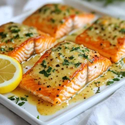 - 4 salmon fillets (about 6 oz each) - 3 tablespoons olive oil - 4 cloves garlic, minced - 1 cup heavy cream - 1/2 cup chicken broth - 1/2 cup freshly grated Parmesan cheese - 1 teaspoon lemon juice - Salt and pepper to taste - Fresh parsley, chopped (for garnish) - Lemon slices (for serving) Gathering the right ingredients is key to making creamy garlic salmon. Choose fresh salmon fillets. Look for bright, shiny skin and firm flesh. This ensures great flavor and texture. Use quality olive oil for cooking. A good oil adds depth to your dish. Make sure to use fresh garlic. Mince it finely for the best taste. Heavy cream is essential for that rich, creamy sauce. Do not skimp on the Parmesan cheese; it adds a savory kick. Lemon juice brightens the dish, balancing the creaminess. For seasoning, use salt and pepper to taste. Fresh parsley is perfect for garnish. It adds a pop of color and freshness. Lastly, lemon slices not only look nice but add zing when serving. These ingredients come together to create a delightful and simple meal. Each one plays a role in making the salmon shine. Enjoy the process of gathering and preparing! {{ingredient_image_1}} To make this dish, start by seasoning the salmon fillets. Use salt and pepper on both sides. This adds great flavor. Next, heat 3 tablespoons of olive oil in a large skillet over medium-high heat. Once the oil is hot, add the salmon fillets. Cook them for about 4 to 5 minutes on each side. You want them golden brown and cooked through. After cooking, take the salmon out of the skillet and set it aside. In the same skillet, lower the heat to medium. Add 4 cloves of minced garlic. Cook the garlic for about 1 minute until it smells nice. Then, pour in 1/2 cup of chicken broth. Make sure to scrape any browned bits from the bottom of the skillet. This adds more flavor. Let the broth simmer for 2 to 3 minutes. Now, lower the heat again. Stir in 1 cup of heavy cream and 1 teaspoon of lemon juice. Bring the mixture to a gentle simmer. Add 1/2 cup of freshly grated Parmesan cheese. Stir until it melts and the sauce is smooth. Taste the sauce and add more salt and pepper if needed. Finally, return the salmon fillets to the skillet. Spoon the creamy garlic sauce over the salmon. Cook for another 2 to 3 minutes until everything is hot. To make creamy garlic salmon just right, avoid overcooking the fish. Salmon cooks quickly, so watch it closely. Cook each side for about 4-5 minutes. The fish should flake easily with a fork but stay moist inside. Overcooked salmon can taste dry, so check it early. For a creamy sauce, keep a few key steps in mind. First, use heavy cream for richness. Stir it in slowly with the chicken broth. This helps it blend well. When you add Parmesan cheese, let it melt completely. This makes the sauce smooth and tasty. If it gets too thick, add more chicken broth or cream. For great-looking salmon, serve each fillet on a warm plate. Drizzle extra creamy sauce on top. This makes it shine. Garnish with freshly chopped parsley and lemon slices. These add a pop of color and freshness. Pair this dish with easy sides. Steamed vegetables like broccoli or asparagus work well. You can also serve it with pasta. The creamy sauce goes great with noodles. Enjoy your meal with a nice salad for a complete dinner! Pro Tips Use Fresh Salmon: Fresh salmon will provide better flavor and texture than frozen. Look for fillets with a bright color and firm texture. Don't Overcook the Salmon: Cook the salmon just until it flakes easily with a fork to keep it moist and tender. A digital thermometer should read 145°F (63°C). Enhance the Flavor: For a flavor boost, consider adding fresh herbs like dill or thyme to the sauce along with the garlic. Perfect Pairings: This creamy garlic salmon pairs beautifully with a side of steamed asparagus or a light pasta dish to soak up the delicious sauce. {{image_2}} You can swap out salmon for other fish. Cod, halibut, or trout work great. Each fish brings its own taste. This change makes the dish fun and varied. If you want a dairy-free sauce, use coconut cream instead of heavy cream. Use nutritional yeast for a cheesy flavor. This version is just as creamy and rich. You won't miss the dairy! Adding herbs or spices can really boost flavor. Fresh dill or basil pairs well with the dish. These herbs add a fresh twist and bright taste. You can also mix in vegetables. Spinach, cherry tomatoes, or asparagus make great choices. They add color and nutrients to your meal. Sauté them in the skillet before adding the sauce for extra flavor. To store leftovers, place your creamy garlic salmon in an airtight container. This keeps the salmon fresh and tasty. Make sure it cools down first before sealing the container. You can store it in the fridge for up to three days. The shelf life of this dish is short. It is best to enjoy the salmon soon after cooking. If you want to keep it longer, consider freezing it. However, the creamy sauce may change texture when thawed. Reheating salmon can be tricky, but I've got you covered. The best method is to use the oven. Preheat to 275°F (135°C). Place the salmon on a baking sheet and cover it with foil. Heat for about 15 minutes. This will help keep it moist. You can also use the microwave, but be careful. Use a microwave-safe dish and cover it loosely. Heat in 30-second bursts until warm. Check often to avoid overheating. Enjoy your creamy garlic salmon just like it was fresh! You can tell when salmon is cooked by looking for a few signs: - The salmon should change from translucent to opaque. - It will flake easily with a fork. - The internal temperature should reach 145°F (63°C). When the salmon is done, it will look a nice pink color inside. Overcooking makes it dry, so watch it closely while cooking. Yes, you can use frozen salmon! Here are some tips for preparing it: - Thaw the salmon in the fridge overnight or under cold water for a faster option. - Pat the salmon dry with paper towels before cooking. - Increase the cooking time by a couple of minutes since it's frozen. This way, you can still enjoy a tasty meal with no hassle. Pair creamy garlic salmon with these tasty side dishes: - Steamed vegetables like broccoli or green beans. - A simple side salad with fresh greens. - Garlic bread or crusty rolls to soak up the sauce. - Pasta tossed in olive oil and herbs. These sides will complement the rich flavors of the salmon and complete your meal. This blog post covered the key ingredients and steps for cooking creamy garlic salmon. You learned how to season the fish, prepare a rich sauce, and combine it all for a delicious meal. Remember to avoid overcooking the salmon and consider variations to suit your taste. With proper storage and reheating methods, you can enjoy this dish later. Cooking should be fun and rewarding. I hope you try this recipe and make it your own!