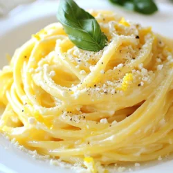 To make this dish, gather these key items: - 12 oz pasta (spaghetti or penne works well) - 1 cup crumbled feta cheese - 1 lemon (zest and juice) - 1 cup heavy cream - 2 tablespoons olive oil - 3 cloves garlic, minced - 1 teaspoon dried oregano - Salt and pepper to taste These ingredients blend together to create a creamy, tangy delight. The feta adds a rich flavor, while the lemon brings brightness to the dish. You can enhance this pasta with a few simple garnishes: - Fresh basil leaves - Grated Parmesan cheese (for serving) Using fresh basil adds a pop of color and flavor. The Parmesan gives a nice salty touch. While spaghetti and penne are great options, feel free to try other types: - Fusilli - Farfalle - Orecchiette These shapes hold the sauce well and make each bite enjoyable. Choose what you like best! {{ingredient_image_1}} To start, boil a large pot of salted water. Once it’s bubbling, add 12 oz of pasta. You can choose spaghetti or penne; both work well. Cook the pasta until it's al dente. This usually takes about 8 to 10 minutes. Remember to reserve 1 cup of pasta water before draining. This water helps adjust the sauce later. After draining, set the pasta aside. Next, grab a large skillet and heat 2 tablespoons of olive oil over medium heat. Once the oil is hot, add 3 cloves of minced garlic. Sauté it for about 1 minute. You want it fragrant, not brown. Then, lower the heat. Add 1 cup of crumbled feta cheese and 1 cup of heavy cream to the skillet. Stir the mixture until the feta melts and becomes smooth. Now, it’s time to add flavor. Stir in the zest and juice of 1 lemon. Mix it well. If the sauce feels too thick, add some reserved pasta water until it's creamy. Season the sauce with 1 teaspoon of dried oregano, salt, and pepper. Taste it and adjust the seasoning as needed. Finally, add the cooked pasta to the skillet. Toss it so the pasta is evenly coated in the creamy lemon feta sauce. Serve it hot and garnish with fresh basil leaves and grated Parmesan cheese if you like. To get that creamy texture, use heavy cream. This gives the sauce richness. If it feels too thick, add a little pasta water. This water has starch from the pasta. It helps the sauce cling better. Stir well to combine everything smoothly. For extra flavor, zest the lemon before juicing it. The zest adds brightness. You can also add fresh herbs like basil or parsley. A pinch of red pepper flakes gives it a spicy kick. If you like a nutty taste, sprinkle some toasted pine nuts on top. Don't overcook the pasta; it should be al dente. Overcooked pasta gets mushy. Avoid heating the feta cheese too much. You want it to melt slightly but not turn grainy. Lastly, taste your sauce before serving. Adjust the seasoning as needed for the best flavor. Pro Tips Use Fresh Ingredients: Fresh lemon juice and zest will enhance the flavor of your pasta significantly compared to bottled lemon juice. Adjust Creaminess: If you prefer a lighter sauce, you can replace half of the heavy cream with chicken or vegetable broth for a delicious twist. Herb Variations: Experiment with different herbs like thyme or parsley for added flavor, or even add a pinch of red pepper flakes for some heat. Perfect Pasta Cooking: Make sure to cook the pasta al dente. It will continue to cook slightly after being added to the sauce, ensuring the perfect texture. {{image_2}} To make this dish vegetarian, simply keep the feta cheese and heavy cream. For a vegan twist, swap out the feta for plant-based feta. Use coconut cream or cashew cream instead of heavy cream. You can also add nutritional yeast for a cheesy flavor. This keeps the taste rich without dairy. If you want more protein, try adding grilled chicken or shrimp. Both pair well with the creamy sauce. For a vegetarian protein, consider chickpeas or lentils. They add a hearty texture and boost nutrition. You can toss them in with the pasta for a filling meal. You can change the flavor by adding herbs. Fresh parsley or thyme gives a nice touch. If you enjoy spice, try red pepper flakes for heat. Adding sun-dried tomatoes can give a tangy twist. You can even mix in roasted vegetables for extra texture and taste. Each choice makes the dish unique and exciting. After enjoying your creamy lemon feta pasta, store any leftovers right away. Use an airtight container. This keeps the pasta fresh and tasty. Be sure to let it cool to room temperature first. Once cooled, place it in the fridge. Leftovers stay good for up to three days. When reheating, you have a few options. You can use the microwave or the stove. If using the microwave, heat in short bursts. Stir often to avoid hot spots. For the stove, add a splash of water or cream to help it stay creamy. Heat on low, stirring gently until warm. If you want to save pasta for later, freezing is a great choice. First, cool it completely and then place it in a freezer-safe bag. Squeeze out as much air as possible. Label the bag with the date. This pasta can last up to two months in the freezer. To reheat, thaw in the fridge overnight before warming. Making Creamy Lemon Feta Pasta takes about 25 minutes in total. You spend 10 minutes prepping and 15 minutes cooking. This quick dish fits perfectly into a busy day. You can enjoy a gourmet meal without spending hours in the kitchen. Yes, you can use low-fat options for some ingredients. You can replace heavy cream with half-and-half or a low-fat cream. Low-fat feta cheese is also available. Keep in mind that the taste and texture may change slightly, but it will still be tasty. If you don’t have feta cheese, try goat cheese or ricotta. Both options give a similar creamy texture. You can also use cottage cheese for a lower-fat choice. These substitutes keep your pasta delicious while adding a unique twist. Creamy Lemon Feta Pasta is a simple dish with bold flavors. We explored its main ingredients, from pasta to feta, and how to garnish it. I shared step-by-step instructions for cooking and preparing the sauce. You learned tips for a creamy texture and flavor boosts. We also covered variations, storage tips, and common FAQs. This dish is great for customization and easy to make. Enjoy creating and sharing your own delicious versions!