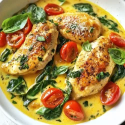 - 4 boneless, skinless chicken breasts - 2 tablespoons olive oil - 3 cloves garlic, minced - 1 cup cherry tomatoes, halved - 1 cup spinach, chopped For this recipe, I like to start with fresh chicken breasts. They cook well and stay juicy. Olive oil adds a nice flavor and helps with cooking. Garlic gives the dish its aroma, while the cherry tomatoes and spinach bring brightness and color. - 1/2 cup heavy cream - 1/2 cup Parmesan cheese, grated - 1 tablespoon Italian seasoning - Salt and pepper to taste The heavy cream makes the sauce rich and smooth. Parmesan cheese adds a salty, nutty flavor. I recommend using fresh Italian seasoning for the best taste. Adjust the salt and pepper to suit your palate. - Fresh basil - Other garnishing suggestions Fresh basil adds a pop of color and a fresh taste. You can also use extra Parmesan or a drizzle of olive oil for more flavor. These garnishes make the dish look as good as it tastes. {{ingredient_image_1}} To start, gather your chicken and seasonings. You will need four boneless, skinless chicken breasts. Season them with salt, pepper, and one tablespoon of Italian seasoning. Be sure to coat each piece well. Next, heat two tablespoons of olive oil in a large skillet over medium heat. Once the oil is hot, add the seasoned chicken breasts. Cook each side for about 5 to 7 minutes. You want them to turn golden brown and be fully cooked. When done, take the chicken out of the skillet and set it aside. Now it's time to make the sauce. In the same skillet, add three minced garlic cloves. Sauté them for about 30 seconds until you can smell the aroma. Then, toss in one cup of halved cherry tomatoes. Cook these for 3 to 4 minutes until they soften. After that, add one cup of chopped spinach to the skillet. Stir it until it wilts, which should take about 2 minutes. Next, pour in half a cup of heavy cream. Bring this mixture to a simmer. Finally, add half a cup of grated Parmesan cheese. Stir until it melts and combines well. Now, bring back the chicken breasts to the skillet. Allow them to soak in that creamy sauce for an extra 2 to 3 minutes. Taste the sauce and adjust the seasoning with salt and pepper if needed. When you're ready to serve, garnish your dish with fresh basil. You can serve the Tuscan chicken on sautéed zucchini noodles or with a fresh salad. This adds color and makes the meal look beautiful. Enjoy your tasty, low-carb creation! - To cook chicken perfectly, use a meat thermometer. The chicken should reach 165°F. - Season both sides with salt, pepper, and Italian seasoning for deep flavor. - Sauté chicken for 5-7 minutes per side until golden brown. - Let the chicken rest before slicing to keep it juicy. - For vegetables, start with garlic. Sauté it for about 30 seconds. - Add cherry tomatoes next. Cook until they soften, about 3-4 minutes. - Finally, stir in chopped spinach. It wilts quickly, in about 2 minutes. - Use fresh herbs like basil or parsley for a bright taste. - Italian seasoning adds a classic touch to the dish. - Consider adding a pinch of red pepper flakes for heat. - For depth, try sun-dried tomatoes or olives. They boost flavor. - Lemon juice can brighten the sauce. Just a squeeze works wonders. - Serve the chicken on a bed of zucchini noodles for a fun twist. - A vibrant salad makes a great side dish. - Garnish with fresh basil to add color and freshness. - Sprinkle extra Parmesan cheese on top for a tasty finish. - Use a colorful plate to enhance the visual appeal of the meal. Pro Tips Use Fresh Ingredients: Whenever possible, opt for fresh herbs and vegetables; they enhance the flavor and presentation of your dish significantly. Adjust Creaminess: For a lighter version, you can substitute half of the heavy cream with chicken broth or a non-dairy alternative to reduce calories while maintaining flavor. Perfectly Cooked Chicken: Ensure the chicken is cooked to an internal temperature of 165°F (75°C) for safety and juiciness. Use a meat thermometer for accuracy. Experiment with Seasoning: Feel free to add a pinch of red pepper flakes for a spicy kick or a squeeze of lemon juice for added brightness to the creamy sauce. {{image_2}} - Alternative proteins: If you want to switch things up, try using turkey or pork. They both work great in this dish. You could also use shrimp for a seafood twist. - Dairy-free options: To make this meal dairy-free, swap heavy cream for coconut cream. Nutritional yeast can replace Parmesan cheese and still add a cheesy flavor. - Adding different vegetables: You can mix in vegetables like bell peppers, zucchini, or mushrooms. Each adds a unique taste and texture. - Adjusting spice levels: If you like heat, sprinkle in some red pepper flakes. For a milder dish, skip the spices or use less Italian seasoning. - Serving over different low-carb bases: Instead of just chicken, serve it over zucchini noodles or cauliflower rice. This adds more fiber and keeps it low-carb. - Meal prep ideas and portioning: This dish is perfect for meal prep. Divide it into containers for quick lunches. Store it in the fridge and enjoy it throughout the week. Store your Tuscan Chicken Skillet in the fridge. Use an airtight container for best results. This keeps the chicken fresh and tasty. It can last up to three days. Make sure to let it cool down first, then cover it well. If you want to enjoy it later, storing it properly matters. When you reheat, avoid drying out your dish. The stovetop is the best method for reheating. Add a splash of water or cream to the pan. This keeps the sauce creamy. Heat it on low until warm. If you use the microwave, only heat in short bursts. Stir in between to keep it moist. Yes, you can freeze this dish. First, let it cool completely. Then, use a freezer-safe container. It will keep for about two months. To thaw, move it to the fridge a day before. Reheat on the stove or microwave to enjoy again. How to make Low Carb Tuscan Chicken Skillet ahead of time? You can make this dish ahead. Cook the chicken and sauce as normal. Let it cool. Store it in an airtight container in the fridge. When ready to eat, reheat in a skillet over low heat. Add a splash of cream for extra moisture. Can I use frozen chicken breasts? Yes, you can use frozen chicken breasts. Just remember to thaw them first. You can thaw overnight in the fridge. If you’re in a hurry, use the microwave’s defrost setting. Cook the chicken thoroughly before adding it to the sauce. What are the nutritional benefits of this dish? This dish is rich in protein due to the chicken. It also has healthy fats from the olive oil and cream. The spinach and tomatoes add vitamins and antioxidants. This makes it a balanced meal. How many calories per serving? Each serving has about 400 calories. This can vary based on the exact amounts you use. The heavy cream and cheese contribute to the calorie count, but they also add flavor. Is this recipe gluten-free? Yes, this recipe is gluten-free. None of the ingredients contain gluten. It's perfect for anyone with gluten sensitivities or celiac disease. What to serve with Low Carb Tuscan Chicken Skillet? You can serve this dish with sautéed zucchini noodles for a low-carb option. A fresh salad also pairs well. If you want more carbs, you could serve it with whole grain bread or brown rice. This Low Carb Tuscan Chicken Skillet recipe features simple steps and fresh ingredients. You learned how to cook juicy chicken, make a rich creamy sauce, and garnish for beauty. Don't forget the tips for cooking and presentation to impress everyone. Explore variations to fit your taste and dietary needs. With these pointers, you can make an enjoyable meal at any time. Remember, a little creativity can make cooking fun. Enjoy your culinary journey!