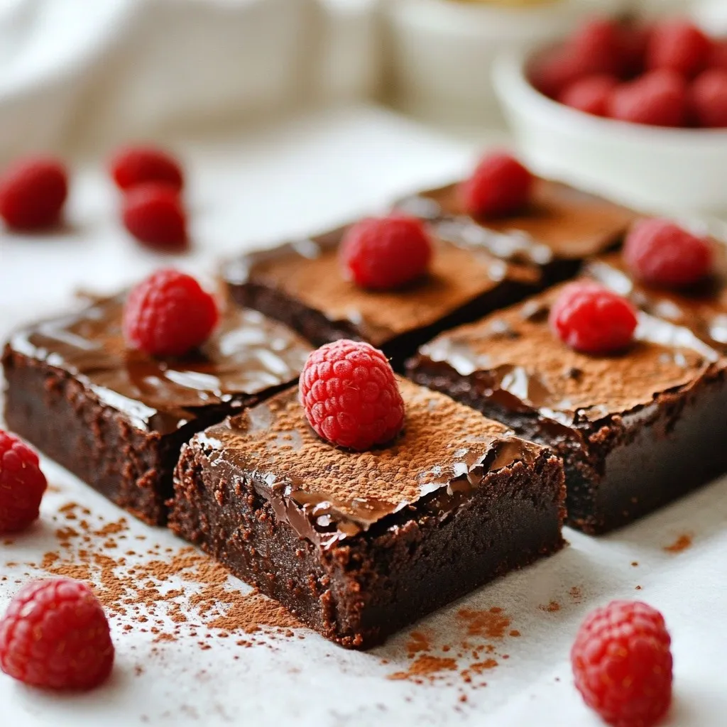 To make these delicious calorie fudgy brownies, you'll need the following ingredients: - 1 cup almond flour - 1/2 cup unsweetened cocoa powder - 1/4 cup coconut oil, melted - 1/2 cup honey or maple syrup - 1/2 cup unsweetened applesauce - 2 large eggs - 1 teaspoon vanilla extract - 1/2 teaspoon baking powder - 1/4 teaspoon salt - 1/2 cup dark chocolate chips (dairy-free if preferred) You can swap some ingredients for lower-calorie options. Here are a few ideas: - Replace almond flour with oat flour for a lighter taste. - Use stevia or monk fruit instead of honey or maple syrup to cut calories. - Substitute coconut oil with applesauce to reduce fat content. - Try using egg whites instead of whole eggs for fewer calories. Each ingredient adds value to your brownies. Here’s a look at some key benefits: - Almond Flour: It is low in carbs and high in protein. This helps you feel full longer. - Cocoa Powder: Full of antioxidants, cocoa can boost your mood and heart health. - Coconut Oil: It contains healthy fats that may help with metabolism. - Honey or Maple Syrup: These natural sweeteners provide vitamins and minerals. - Applesauce: It adds moisture and sweetness without added sugar. - Dark Chocolate Chips: They are rich in antioxidants and can satisfy your sweet tooth. By using these ingredients, you can enjoy a treat that is both tasty and nutritious. {{ingredient_image_1}} Start by gathering all your ingredients. This helps keep things smooth. Preheat your oven to 350°F (175°C). This step is key for even baking. Grease an 8x8-inch baking pan or use parchment paper. Parchment helps with easy removal later. In a large bowl, whisk together almond flour, cocoa powder, baking powder, and salt. Mix these dry ingredients well. In a separate bowl, combine melted coconut oil, honey or maple syrup, applesauce, eggs, and vanilla. Stir until the mixture is smooth and creamy. Now, pour the wet mix into the dry mix. Stir gently until just combined. Avoid overmixing to keep the brownies fudgy. Pour the brownie batter into your prepared pan. Use a spatula to spread it evenly. Bake in your preheated oven for 20-25 minutes. Check with a toothpick; it should come out with a few moist crumbs. Let the brownies cool in the pan for 10 minutes. Then, lift them out using the parchment paper. Transfer to a wire rack and cool completely before cutting into squares. Enjoy your rich and fudgy brownies! To get that rich, fudgy texture in your brownies, use almond flour. Almond flour keeps the brownies moist and adds a nutty flavor. Make sure to mix the wet and dry ingredients just until they blend. Overmixing can make brownies tough. Also, use dark chocolate chips; they melt beautifully and create extra fudginess. Many people bake brownies too long. Check them at 20 minutes with a toothpick. You want a few moist crumbs, not wet batter. If you overbake, brownies turn dry. Another mistake is skipping the cooling time. Allowing them to cool helps them set and makes cutting easier. Don’t rush this step. To elevate your fudgy brownies, try dusting them with cocoa powder or powdered sugar. A drizzle of melted dark chocolate adds a nice touch. Fresh berries or a scoop of vanilla ice cream on top also work wonders. These toppings enhance flavor and make your brownies look stunning on the plate. Pro Tips Storage Tip: Store brownies in an airtight container at room temperature for up to 5 days to maintain their fudgy texture. Ingredient Swap: For a nut-free version, substitute almond flour with oat flour or all-purpose flour. Chill for Flavor: Allow brownies to cool completely and then chill in the fridge for a few hours for an enhanced flavor and even fudgier texture. Mix-ins Option: Add chopped nuts or dried fruits for extra texture and flavor; walnuts or cranberries pair well with chocolate. {{image_2}} You can make your calorie fudgy brownies even better with fun flavor twists. Adding nuts gives a nice crunch. Try walnuts or pecans for a rich taste. If you want spice, add cinnamon or espresso powder. They boost the chocolate flavor. You can also mix in peanut butter or almond butter for a creamy surprise. These additions can change the texture and taste of your brownies. If you want to cut down on calories, swap out the honey or maple syrup. Use stevia or monk fruit sweetener instead. These options offer sweetness without the calories. Keep in mind that using different sweeteners may change the taste. Always check the conversion ratios for the best results. You might need to adjust the wet ingredients if you use a dry sweetener. To keep your brownies gluten-free and dairy-free, you already have a great base. Almond flour works well for a gluten-free option. For dairy-free chocolate chips, choose brands that cater to this need. If you want a dairy-free butter taste, use coconut oil. It adds a nice flavor and keeps the brownies moist. You can also try using flax eggs as a vegan substitute for eggs. Just mix one tablespoon of ground flaxseed with three tablespoons of water and let it sit for a few minutes. This will help bind your brownies without eggs. Store your calorie fudgy brownies in an airtight container. This keeps them fresh and moist. Place parchment paper between layers to prevent sticking. Keep the container at room temperature for short-term storage. For longer storage, use the fridge. However, brownies can dry out in the fridge, so this is not the best choice. Freezing is a great option for brownies. To freeze, first cut them into squares. Wrap each square in plastic wrap. Then, place them in a freezer bag. Label the bag with the date. This way, you know how long they’ve been frozen. To thaw, take out a square and let it sit at room temperature for a few hours. You can also microwave it for a quick treat. Calorie fudgy brownies can last for about 3-5 days at room temperature. In the fridge, they last up to a week. When frozen, they can stay good for up to three months. Always check for any signs of spoilage. If they start to smell off or look dry, it’s best to toss them out. Enjoy your brownies while they are fresh for the best taste! You can use natural sweeteners like honey or maple syrup. These sweeteners add flavor and moisture. They are less processed than refined sugar. You can also try mashed bananas or dates. Both options give a nice sweetness without refined sugar. Yes, you can! If you need a nut-free option, try oat flour or coconut flour. Each flour has a different taste. Oat flour gives a soft texture, while coconut flour is more absorbent. Adjust your liquid amounts if you switch flours for the best results. A good test is to use a toothpick. Insert it into the center of the brownies. If it comes out with a few moist crumbs, they are ready. If there is wet batter, give them more time. Keep an eye on them to avoid overbaking. Mashed bananas or unsweetened applesauce work well as egg substitutes. Use 1/4 cup of either for each egg. You can also try flaxseed meal. Mix one tablespoon of flaxseed with three tablespoons of water. Let it sit for a few minutes to thicken. Each option helps bind your brownies while keeping them vegan. To sum up, we explored the key ingredients for calorie fudgy brownies, along with their benefits and substitutes. I shared step-by-step instructions for mixing and baking, plus tips for a fudgy texture. We also discussed fun variations, like flavor additions and dietary swaps. Lastly, I covered storage tips to keep your brownies fresh. Now, you have all the tools to create tasty brownies that fit your needs. Enjoy your baking journey!