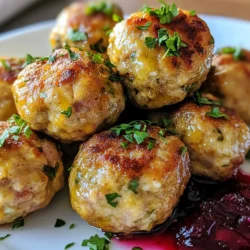 To make these tasty turkey meatballs, gather these main ingredients: - 1 pound ground turkey - 1/2 cup breadcrumbs (whole wheat is best) - 1/4 cup grated Parmesan cheese - 1/2 cup finely chopped onion - 2 cloves garlic, minced - 1/4 cup fresh parsley, chopped - 1 teaspoon dried sage - 1 teaspoon dried thyme - 1/4 teaspoon ground nutmeg - 1 large egg - 1/4 cup chicken broth (low sodium) - Salt and pepper to taste - Olive oil for sautéing These ingredients blend well together. The ground turkey is lean and healthy. The spices add great flavor. The egg and breadcrumbs help hold the meatballs together. You can add a few optional ingredients for a special touch: - Cranberry sauce for serving - Extra chopped parsley for garnish Cranberry sauce gives a nice sweet contrast. It makes the dish festive and bright. Fresh parsley adds color and a fresh taste. Pair your turkey meatballs with these sides: - Mashed potatoes - Green beans - Stuffing - Roasted vegetables Each of these sides complements the meatballs well. They create a full Thanksgiving meal. You can mix and match as you like. Enjoy your cooking! {{ingredient_image_1}} Start by gathering all your ingredients. You will need: - 1 pound ground turkey - 1/2 cup breadcrumbs (preferably whole wheat) - 1/4 cup grated Parmesan cheese - 1/2 cup finely chopped onion - 2 cloves garlic, minced - 1/4 cup fresh parsley, chopped - 1 teaspoon dried sage - 1 teaspoon dried thyme - 1/4 teaspoon ground nutmeg - 1 large egg - 1/4 cup chicken broth (low sodium) - Salt and pepper to taste - Olive oil for sautéing - Cranberry sauce for serving (optional) Next, preheat your oven to 375°F (190°C). Line a baking sheet with parchment paper. This step helps with easy cleanup later on. In a large mixing bowl, combine the ground turkey, breadcrumbs, Parmesan, onion, garlic, parsley, sage, thyme, nutmeg, egg, chicken broth, salt, and pepper. Use your hands to mix it all together gently. Be careful not to overmix; this keeps the meatballs tender. Now, shape the mixture into meatballs, about 1.5 inches in size. Place them on your baking sheet. Heat a drizzle of olive oil in a large skillet over medium heat. Add the meatballs in batches, making sure not to overcrowd the pan. Sauté them until they are browned on all sides, which takes about 3-4 minutes per side. Once browned, transfer the meatballs back to the baking sheet. Bake them in the preheated oven for 15-20 minutes. Make sure they reach an internal temperature of 165°F (75°C) for safety. After baking, let the meatballs rest for a few minutes. This helps them stay juicy. If you want, serve them warm with a side of cranberry sauce. To make your dish look festive, arrange the meatballs on a platter. Drizzle with cranberry sauce and sprinkle some chopped parsley on top. This adds color and makes it appealing. Enjoy! To keep your meatballs moist, use fresh ground turkey. Fresh meat retains more moisture. Add chicken broth to your mix for extra juiciness. Don't overcook them; aim for 165°F internally. Letting them rest helps keep moisture in. Mix gently. Overmixing makes meatballs tough. Use your hands to combine ingredients just until they hold together. This method keeps them tender and delicious. Ensure all ingredients are evenly distributed. That way, every bite is full of flavor. Serve your meatballs with cranberry sauce for a sweet touch. You can also try a savory gravy or a tangy barbecue sauce. Each adds a unique flavor. Experiment with different sauces to find your favorite. A good sauce can elevate your dish and impress guests! Pro Tips Use Lean Turkey: Opt for lean ground turkey to keep the meatballs moist while reducing fat content. Add Moisture: If the mixture feels too dry, a bit more chicken broth can help achieve the perfect consistency. Experiment with Spices: Feel free to add your favorite herbs and spices for a unique flavor twist. Rest Before Serving: Allow the meatballs to rest for a few minutes after baking to help retain their juices. {{image_2}} You can easily twist the flavor of these meatballs. Try adding a bit of chopped apple or dried cranberries for sweetness. You can also mix in some chopped spinach for a healthy boost. Different herbs, like rosemary or basil, can give a new taste. For a spicy kick, add red pepper flakes. These simple changes can make your turkey meatballs unique and fun. If you need a gluten-free meal, use gluten-free breadcrumbs instead of regular ones. You can also use ground oats as a substitute. Make sure to check that the chicken broth is gluten-free as well. This way, you can enjoy tasty turkey meatballs without worry. Want to switch up the meat? Ground chicken or lean beef works well too. You can also try plant-based meats for a vegetarian option. Options like lentils or mushrooms can create a rich, savory flavor. This lets you enjoy the dish no matter your diet. These alternatives keep the spirit of Thanksgiving alive in every bite. After your meal, let the meatballs cool down. Place them in an airtight container. They can last in the fridge for up to four days. To keep them fresh, make sure they are sealed well. Label your container with the date. This helps you remember how long they’ve been stored. To freeze, place the cooled meatballs on a baking sheet. Make sure they are not touching. Freeze them for about two hours until firm. Then, transfer the meatballs to a freezer-safe bag. Remove as much air as possible before sealing. You can freeze them for up to three months. This way, you can enjoy them later! When ready to eat, take out the meatballs from the fridge or freezer. For fridge leftovers, just heat them in the microwave for a minute or two. If frozen, thaw them overnight in the fridge first. Then, reheat in the oven at 350°F (175°C) for 15-20 minutes. This ensures they stay juicy and delicious. Enjoy your tasty Thanksgiving treats! Yes, you can make Thanksgiving turkey meatballs ahead of time. I often prepare the meatballs a day in advance. After forming the meatballs, place them on a baking sheet. Cover them and store in the fridge. When you are ready to cook, just sauté and bake them as usual. This saves time on Thanksgiving day and lets you enjoy time with family. You can serve turkey meatballs with various sides. Here are some great options: - Mashed potatoes for a classic touch - Green bean casserole for some crunch - Cranberry sauce for sweetness - Stuffing for a holiday favorite - Roasted vegetables for a healthy option Mix and match these sides to create a festive meal. To check if your meatballs are fully cooked, use a meat thermometer. The internal temperature should reach 165°F (75°C). If you don’t have a thermometer, cut one meatball in half. The meat should be no longer pink, and the juices should run clear. Trust me, checking for doneness is key to juicy and safe meatballs. Thanksgiving turkey meatballs are a tasty twist for your holiday feast. We covered key ingredients, easy cooking methods, and tips to keep them moist. You discovered creative variations and smart storage options to enjoy later. Remember, preparing ahead can save time and stress. With flavorful sauces and the right sides, you can impress your guests. Try these ideas and make your Thanksgiving meal truly special. Enjoy your cooking and have a joyful celebration!