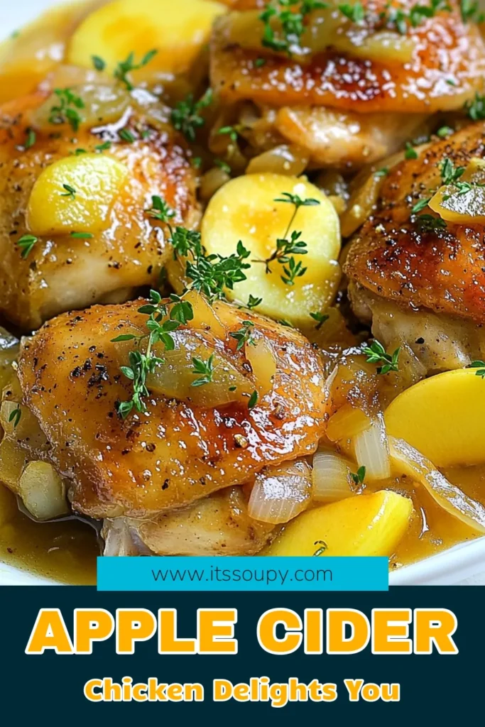 Discover the delicious French apple cider chicken recipe that will elevate your dinner routine! This one-pot apple cider chicken is perfect for busy weeknights, featuring tender apple cider chicken thighs simmered with fresh apples and thyme for a delightful flavor. Enjoy an easy chicken dinner that everyone will love. Try it today and make mealtime special! Save this recipe for future inspiration. #AppleCiderChickenThighs #OnePotAppleCiderChicken #EasyChickenDinnerRecipes #ChickenWithApplesAndThyme