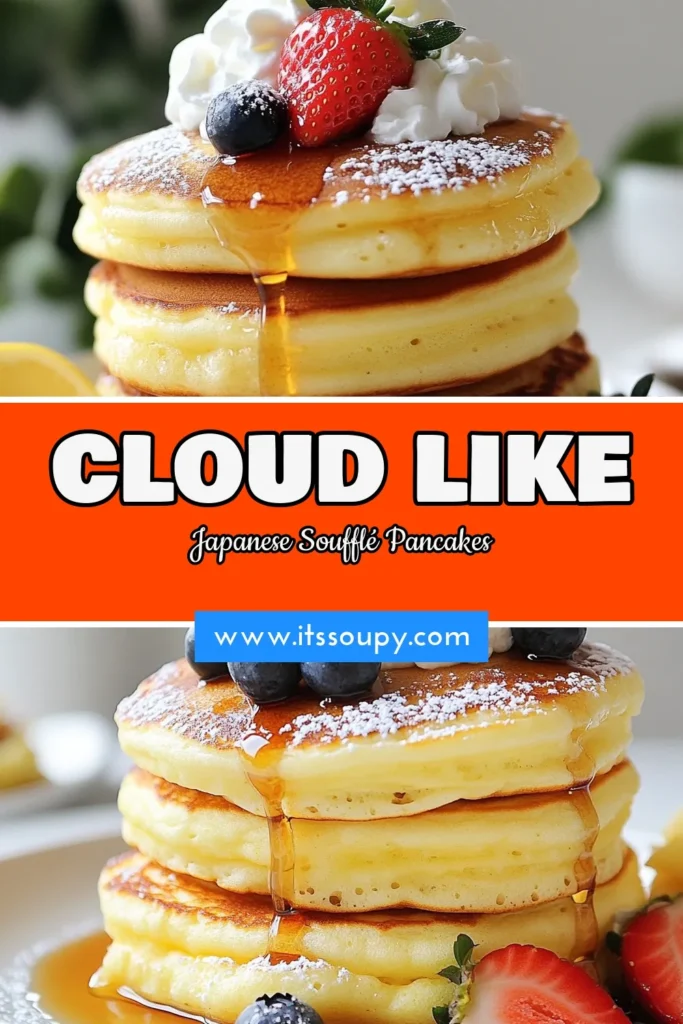 Indulge in the magic of Japanese soufflé pancakes with this easy soufflé pancakes recipe that guarantees fluffy, light, and airy pancakes every time. Perfect for breakfast or brunch, these pancakes are elevated with creative pancake toppings ideas like whipped cream, fresh fruits, or maple syrup. Try this fluffy pancake recipe today and impress your friends! Don’t forget to save for later! #JapaneseSouffléPancakes #FluffyPancakeRecipe #EasySouffléPancakes #PancakeToppingsIdeas