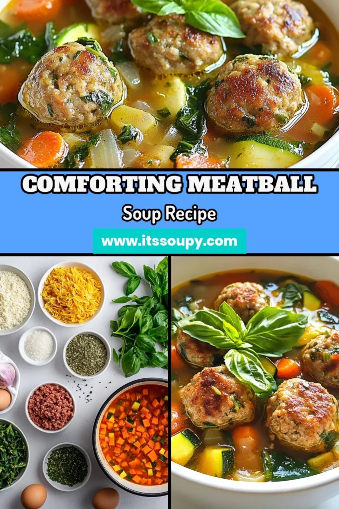 Warm up with a delicious bowl of Italian meatball soup that combines the best of ground beef and turkey meatballs, making it a hearty meatball soup recipe you’ll love. Packed with veggies and made with low-sodium chicken broth soup, this orzo meatball soup is perfect for any season. Try this easy recipe for a comforting meal and save it for later! #ItalianMeatballSoup #HeartySoup #ComfortFood #SoupRecipe