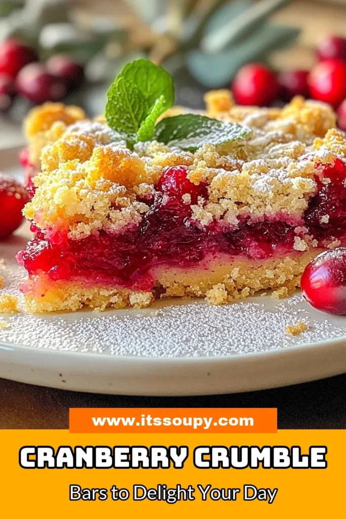 Indulge in these delicious Cranberry Crumble Bars with our easy cranberry dessert bars recipe! Perfect for the holidays, these cranberry oat bars are a delightful blend of sweet and tart flavors, featuring a homemade crumble with nuts. With fresh or frozen cranberries, you’ll have a treat that everyone will love. Try this holiday cranberry recipe today and make your gatherings even sweeter! Save this recipe for later! #CranberryCrumbleBars #EasyDessert #HomemadeCrumble #HolidayRecipes