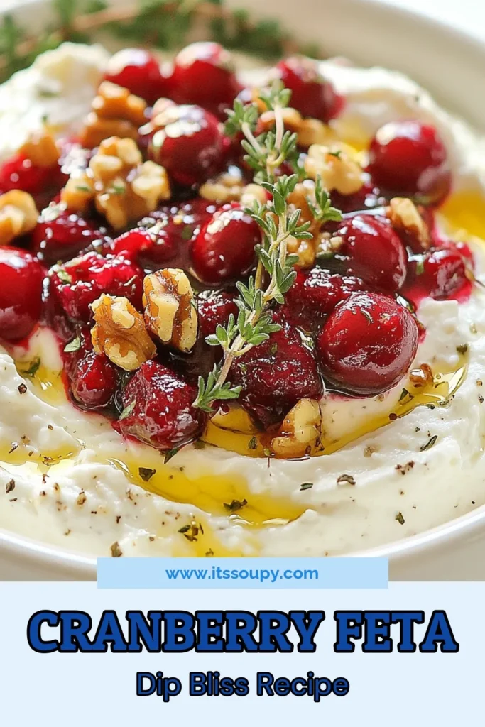 Elevate your holiday gatherings with this delicious cranberry feta dip! This whipped feta appetizer combines creamy feta cheese with sweet, tangy cranberries, creating a perfect holiday cheese dip. Quick to prepare, this creamy cranberry dip is ideal for any festive occasion. Impress your guests with this flavorful feta cheese recipe. Save this recipe for your next celebration! #CranberryFetaDip #WhippedFeta #HolidayCheeseDip #FetaCheeseRecipes
