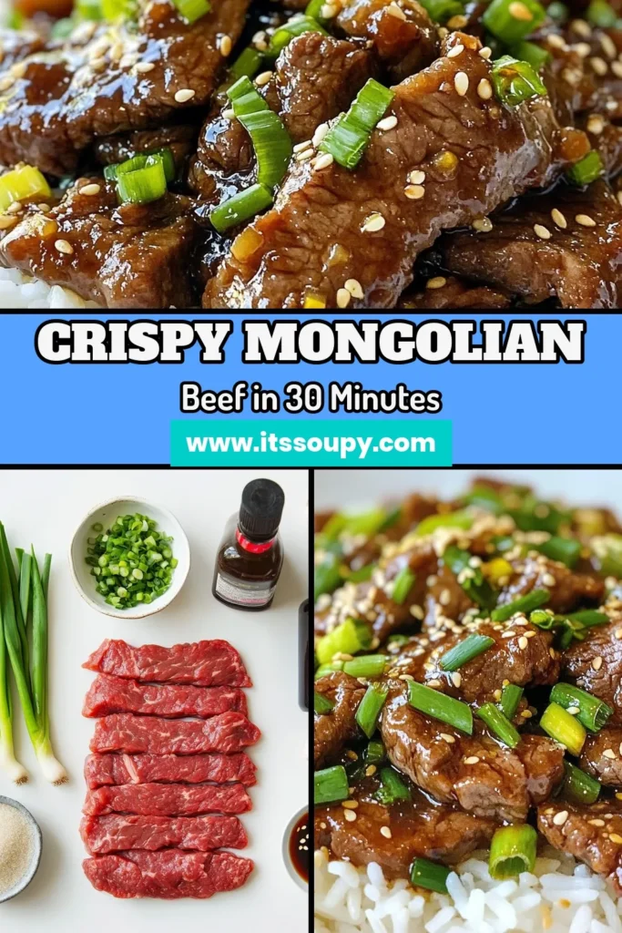 Looking for a delicious and easy Mongolian beef recipe? Try this Crispy Mongolian Beef recipe featuring tender flank steak and a savory homemade sauce. Elevate your dinner with this crispy beef stir-fry that's quick to make and bursting with flavor. Perfect for weeknight meals, this recipe serves four and is sure to impress. Don't miss out on this fantastic dish—save it for later! #CrispyMongolianBeef #EasyMongolianBeef #BeefStirFry #FlankSteakRecipes